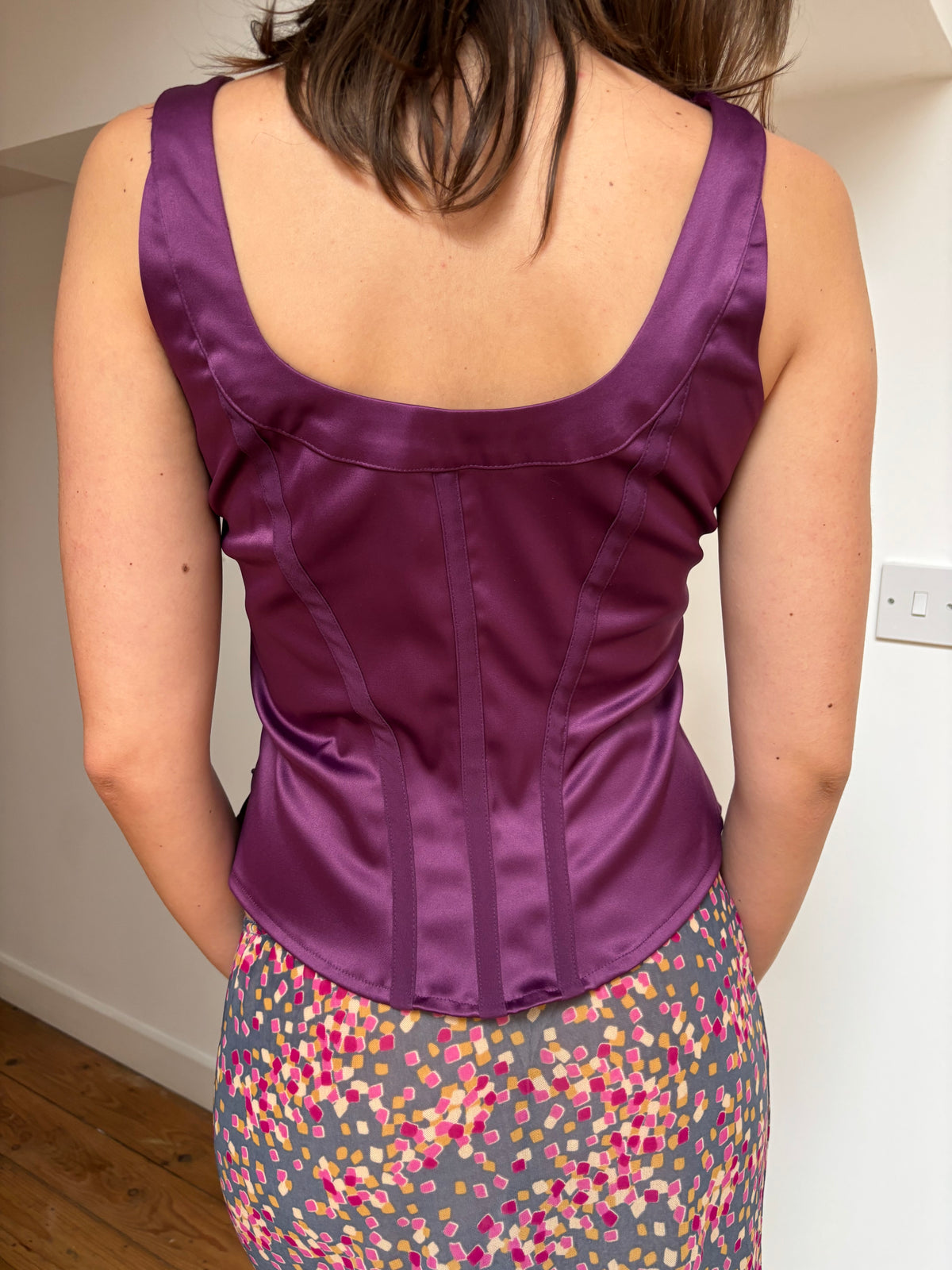 Amaranto Purple Satin Corset