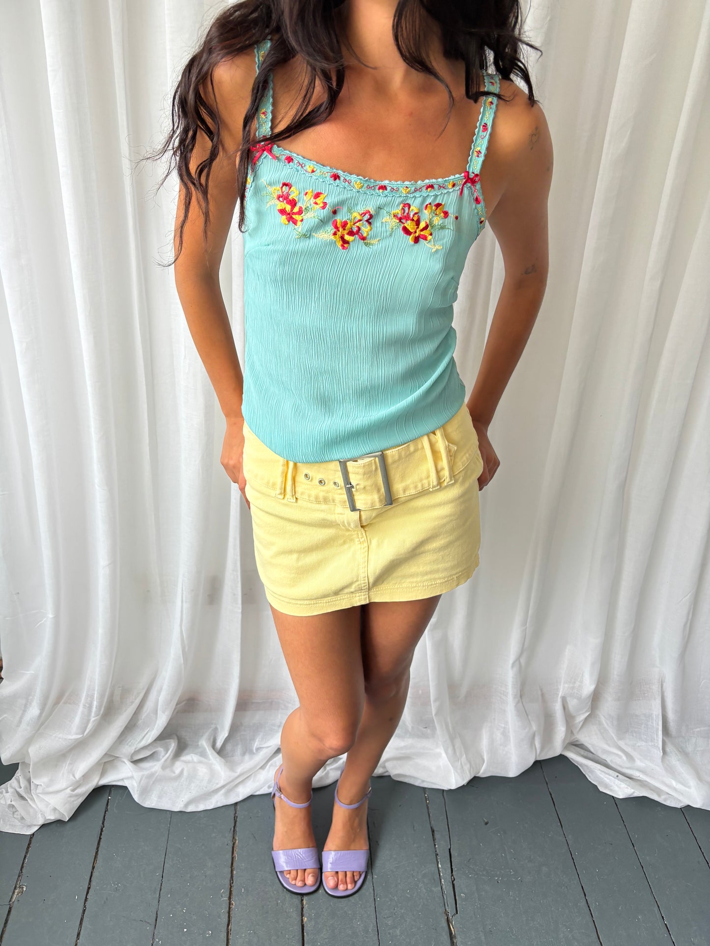 Vintage Blue Embroidered Cami