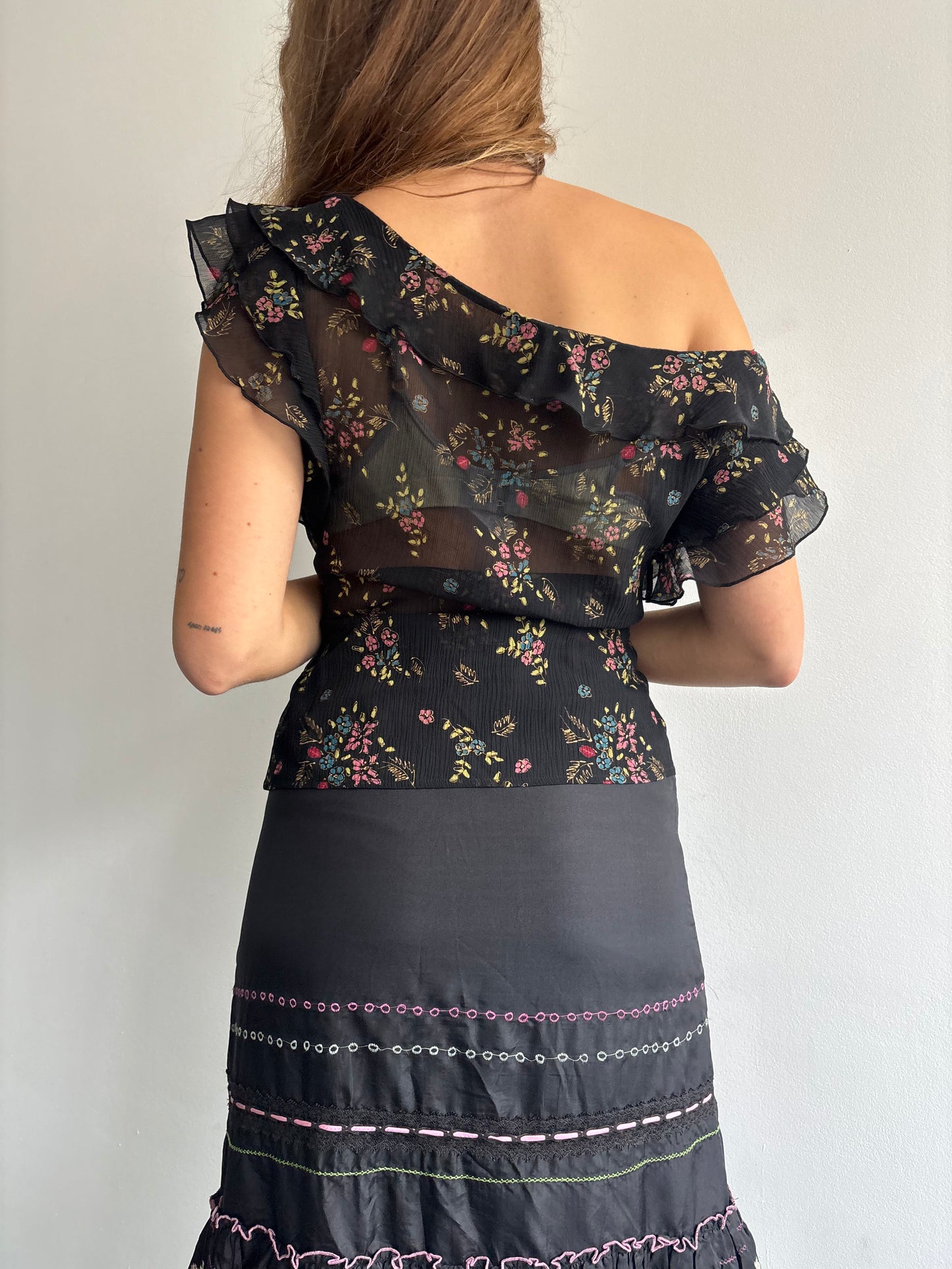 See by Chloé Black Floral Top