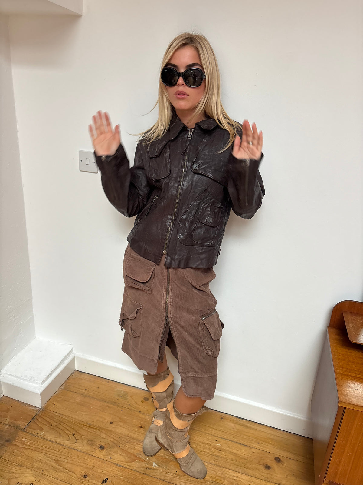 IKKS Brown Leather Jacket
