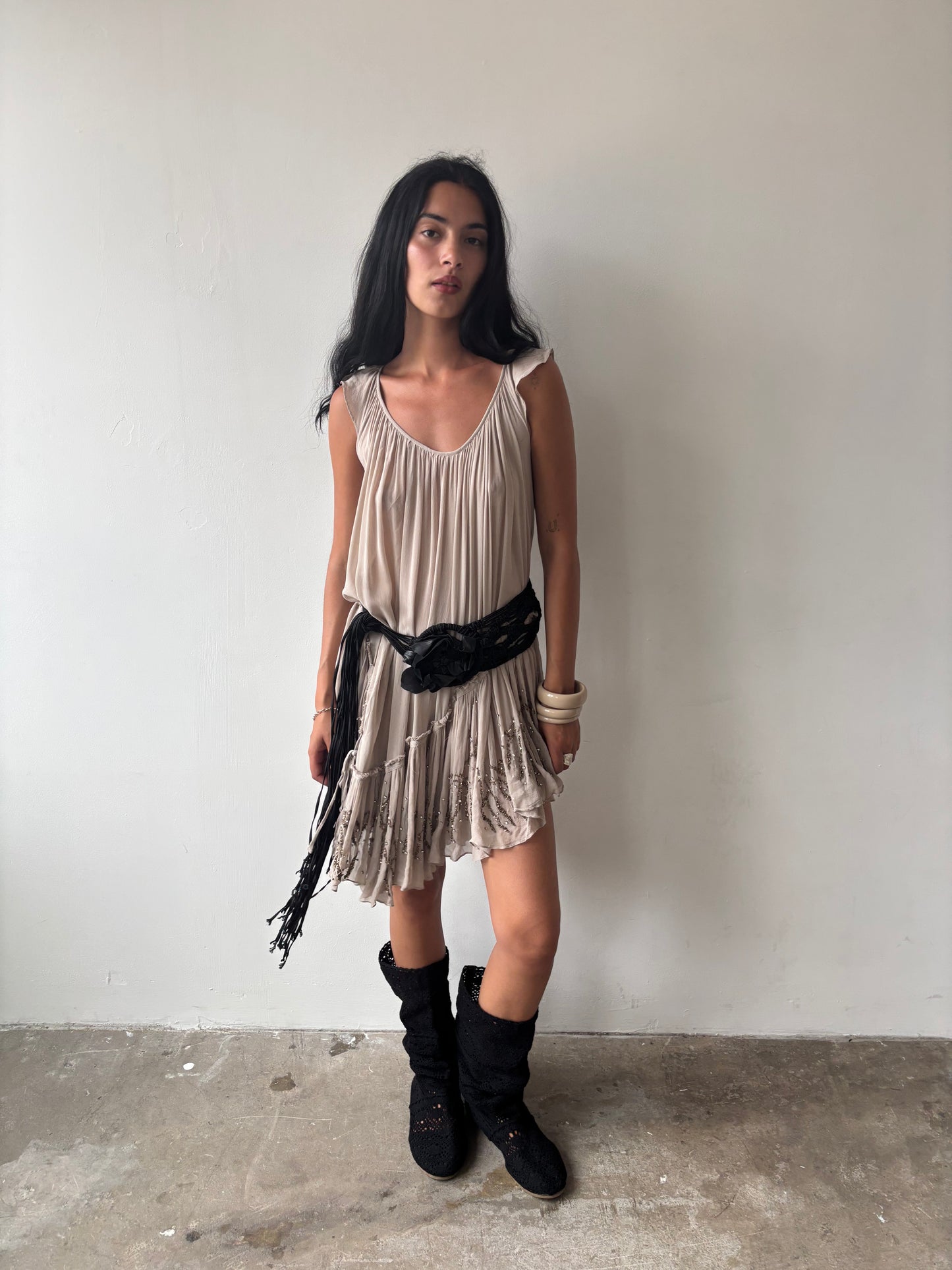 Chine Black Tassel Belt