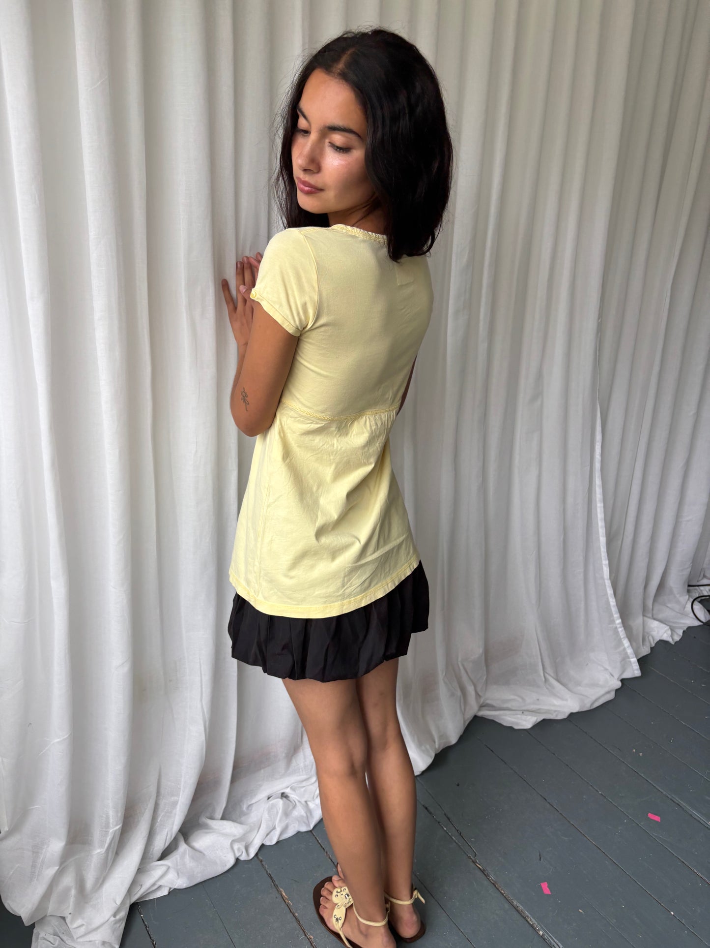 Vintage Yellow Milkmaid Top
