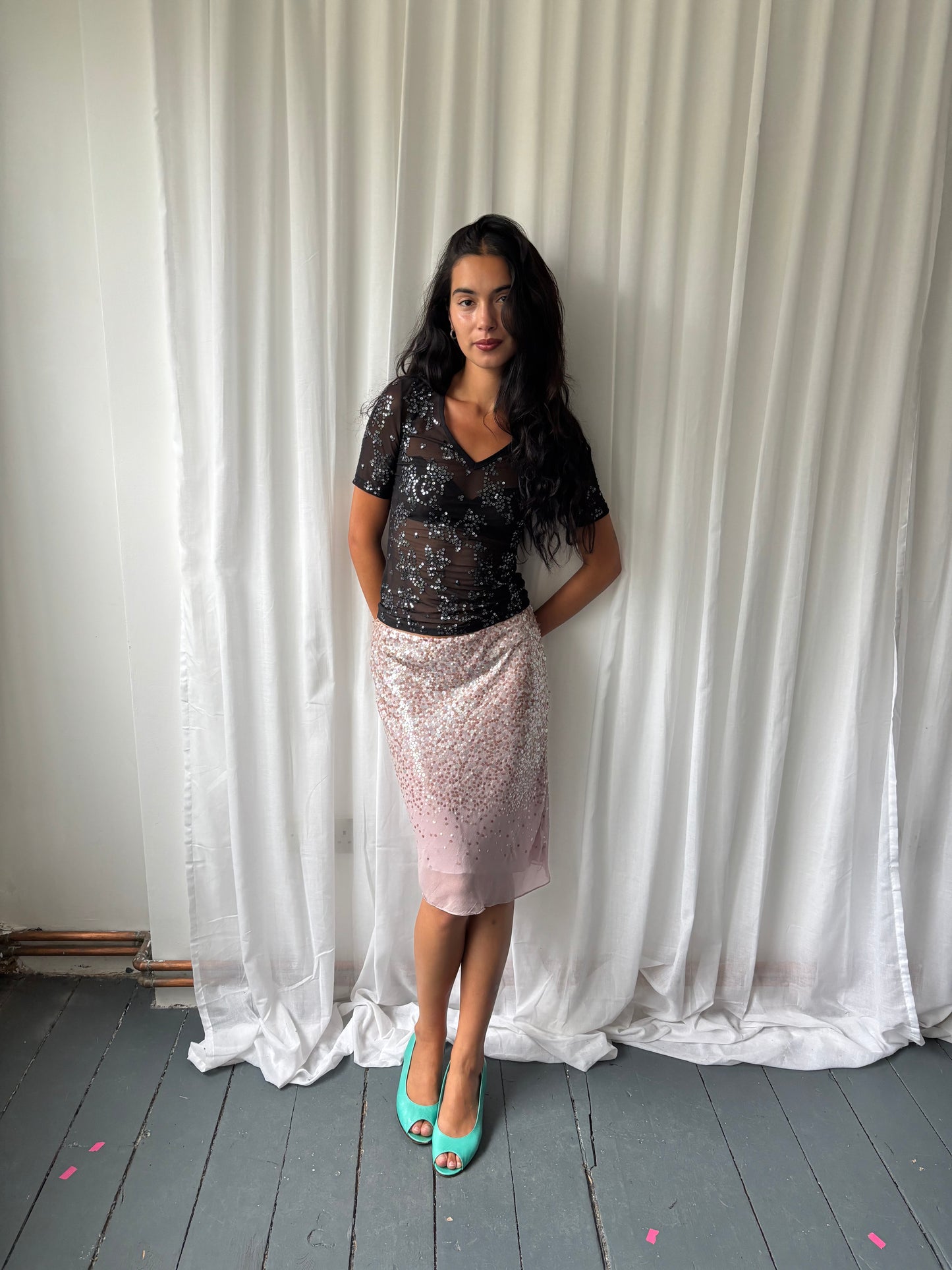 Karen Millen Black Sequin Top