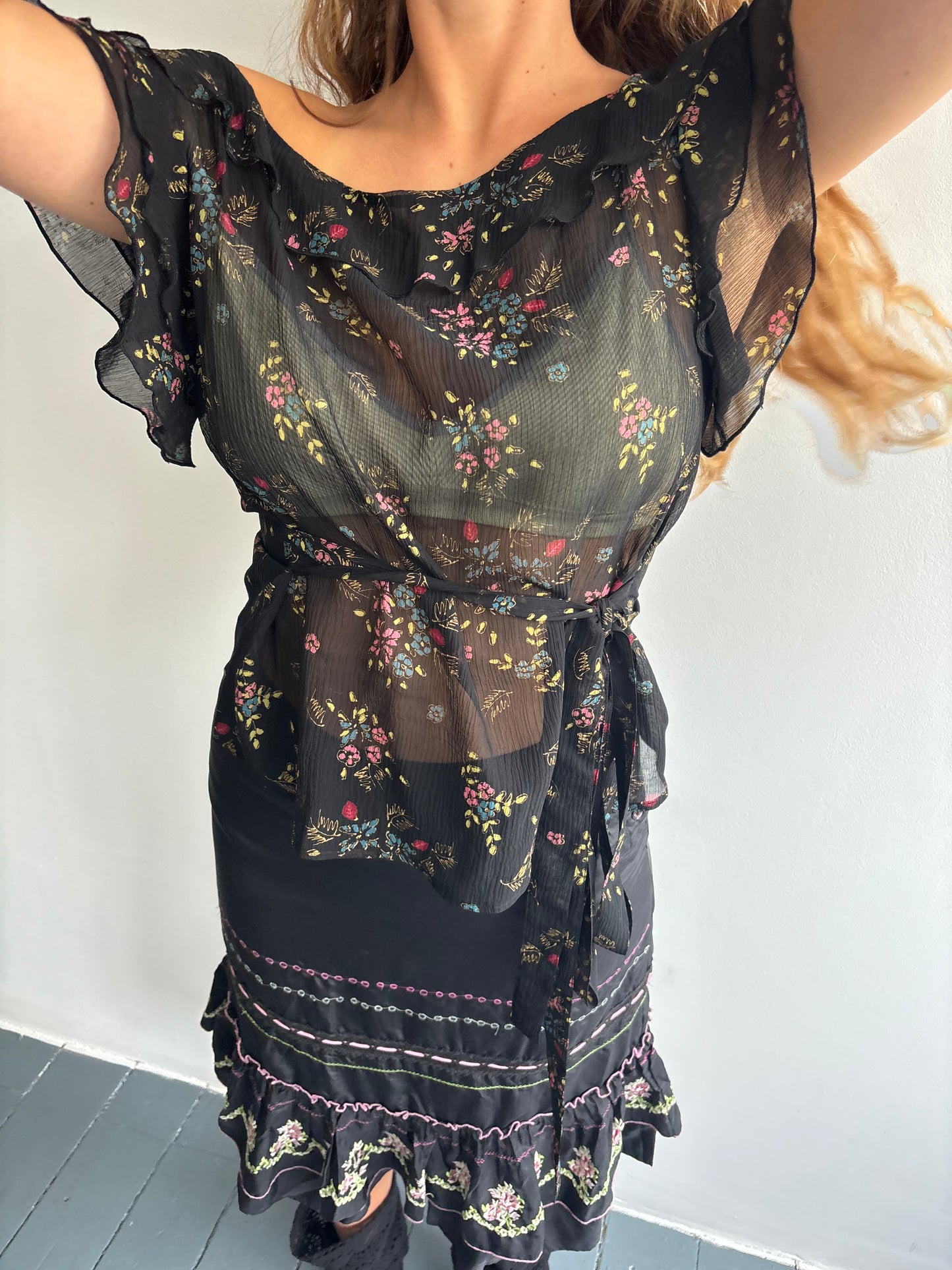 See by Chloé Black Floral Top
