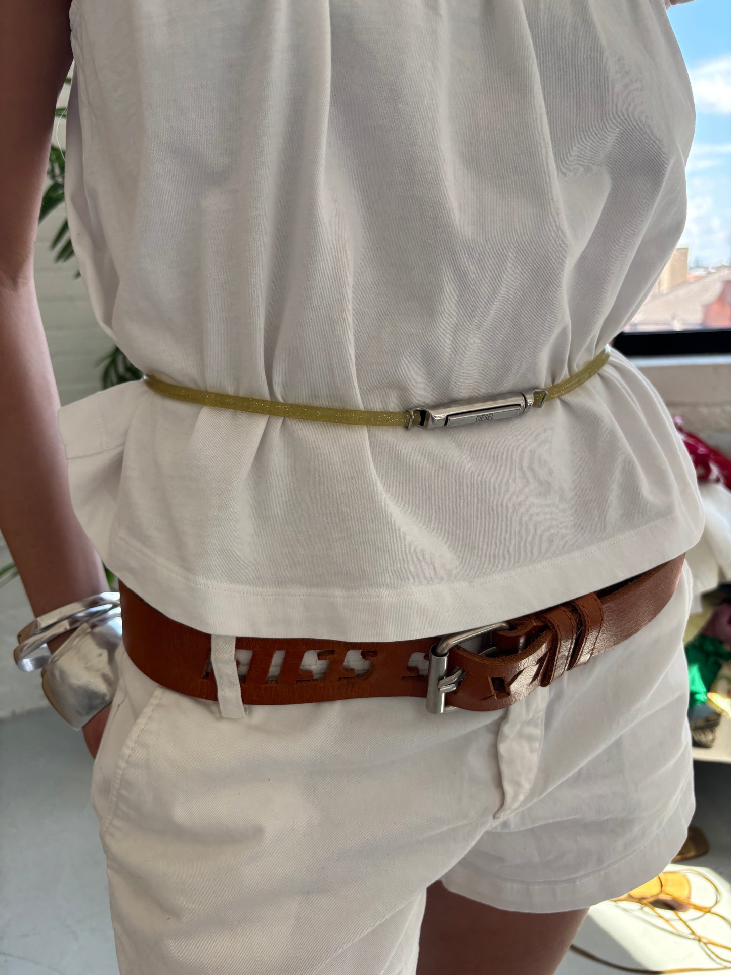 Diesel Yellow Glitter Belt