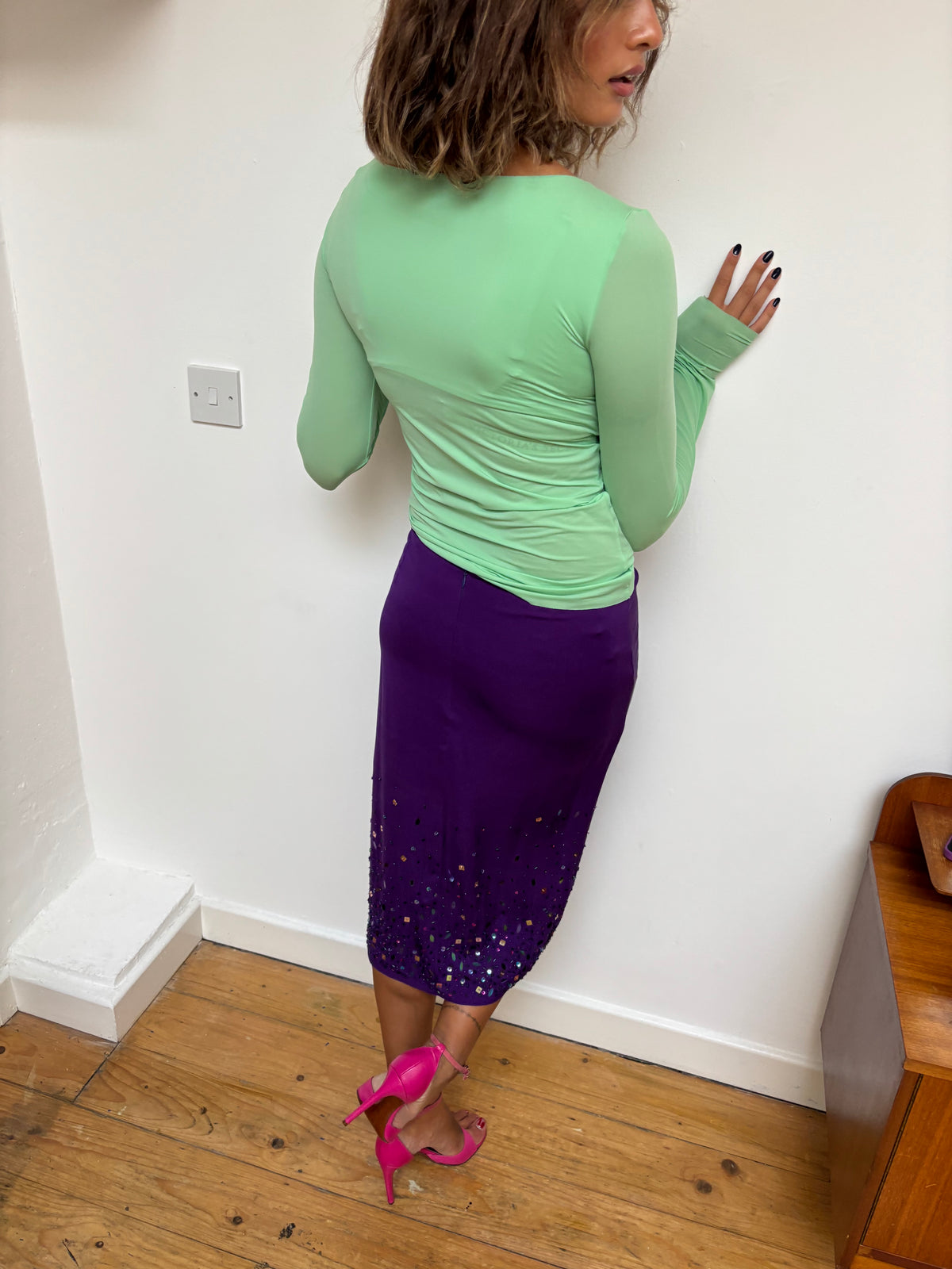 Karen Millen Purple Beaded Skirt