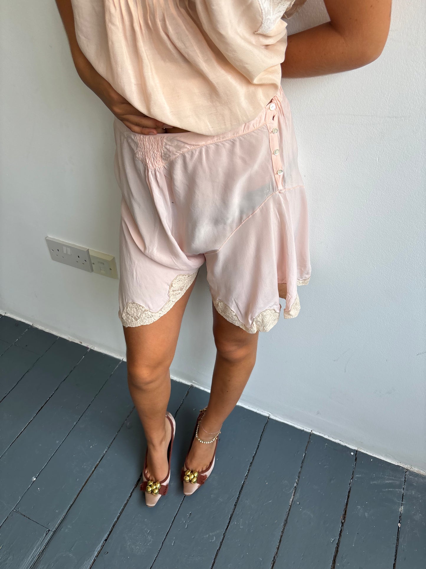 Vintage 1930s Pink Silk Cami Shorts