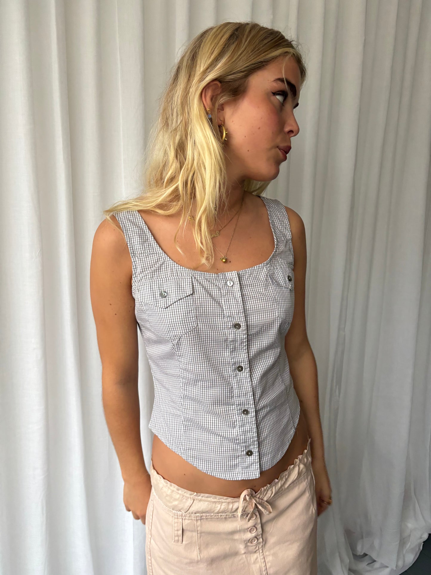Miu Miu Grey Gingham Corset