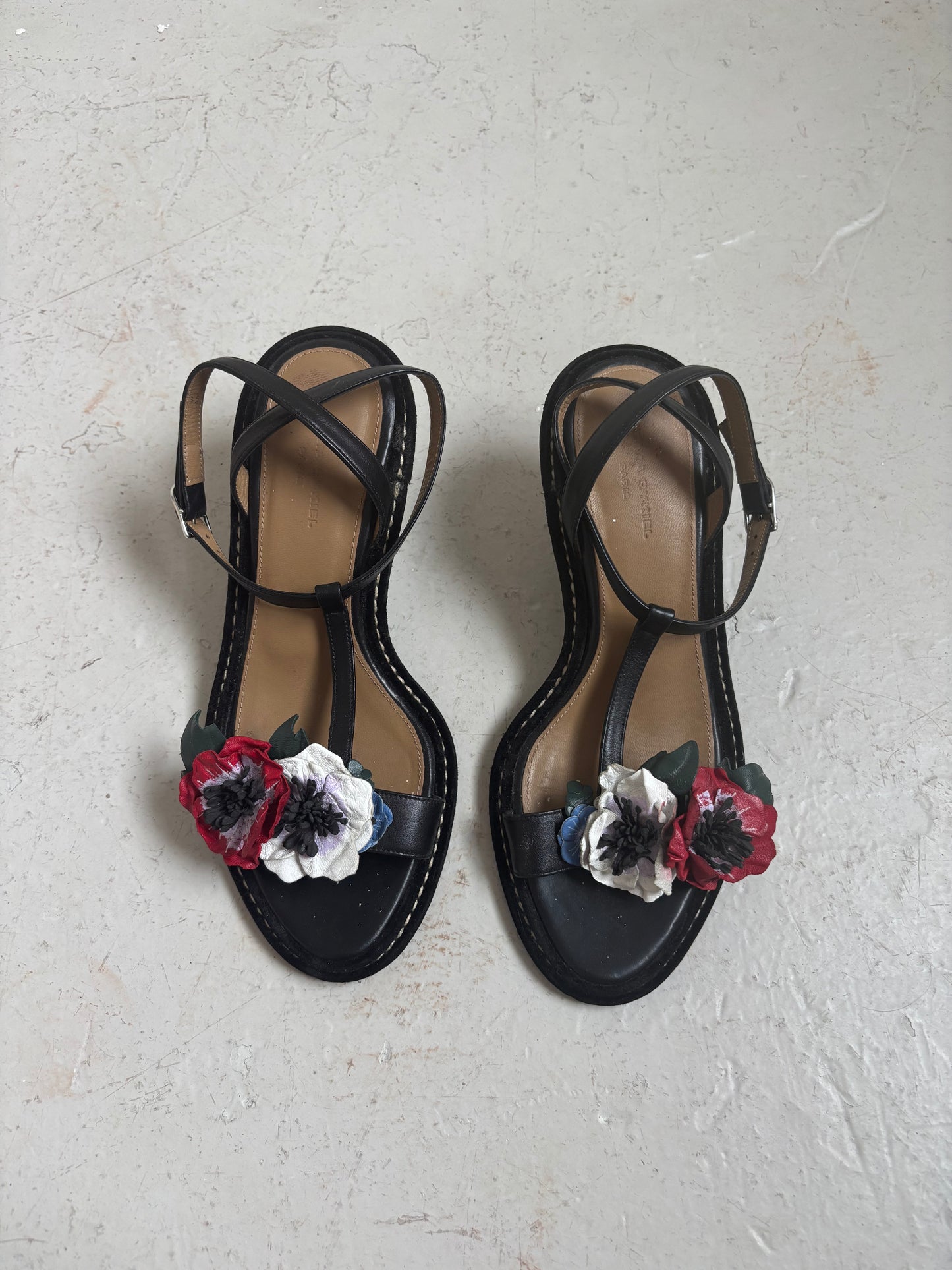 Sonia Rykiel Black Flower Kitten Heels