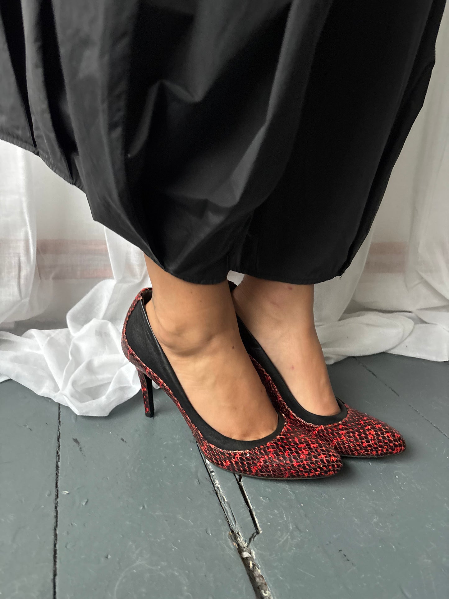 Balenciaga Red Snake Heels