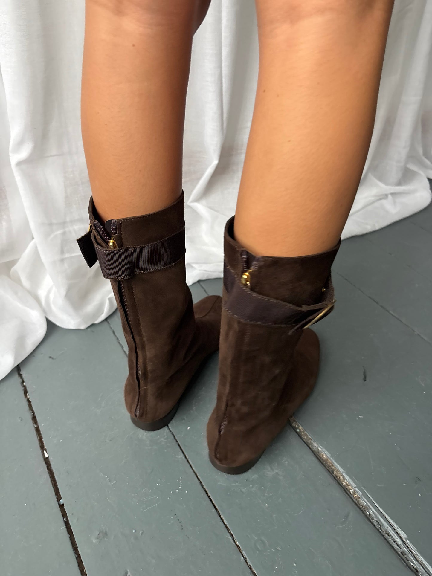 Alberta Ferretti Brown Suede Boots