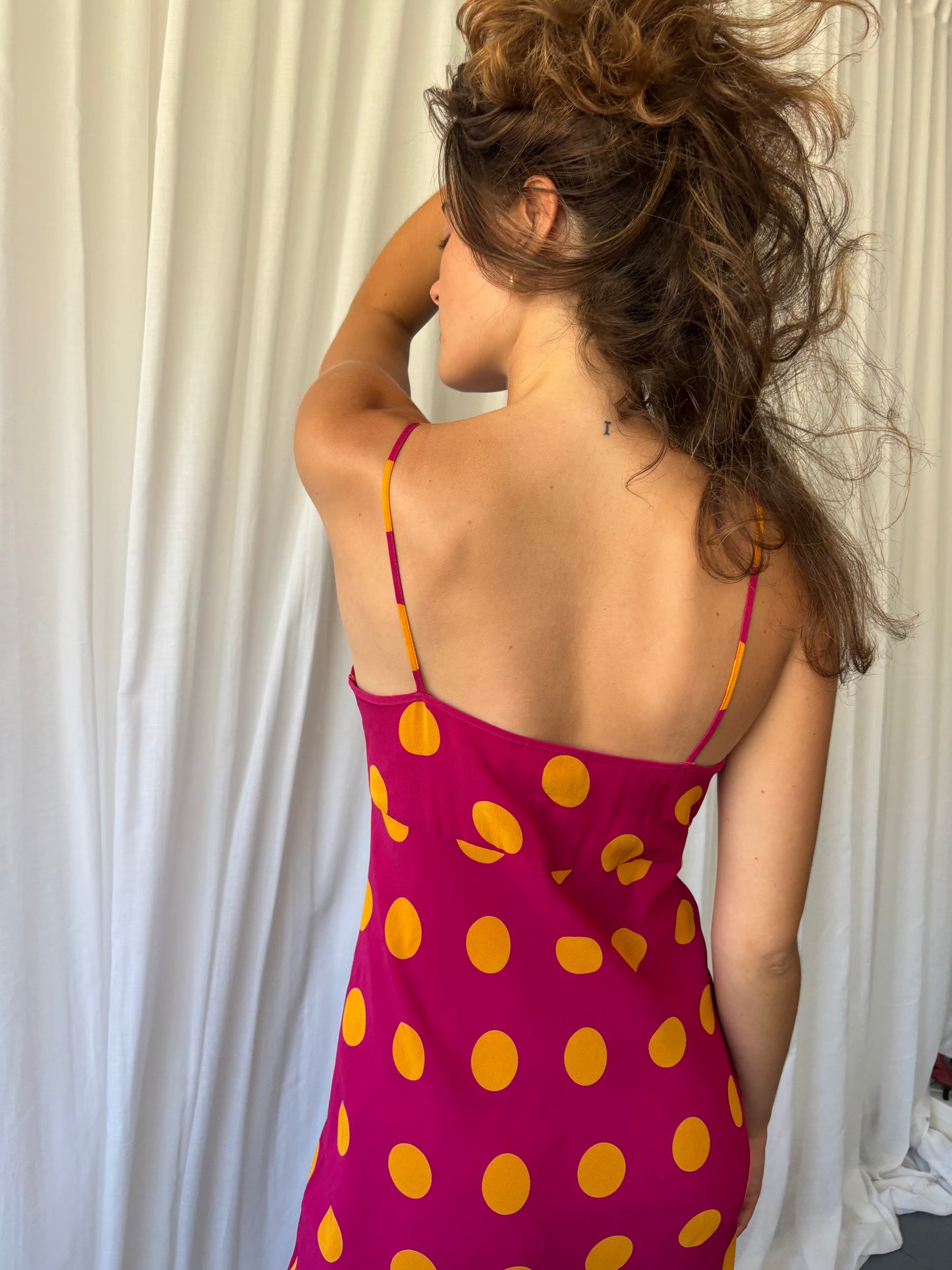 Definitions Cerise Polka Dot Dress