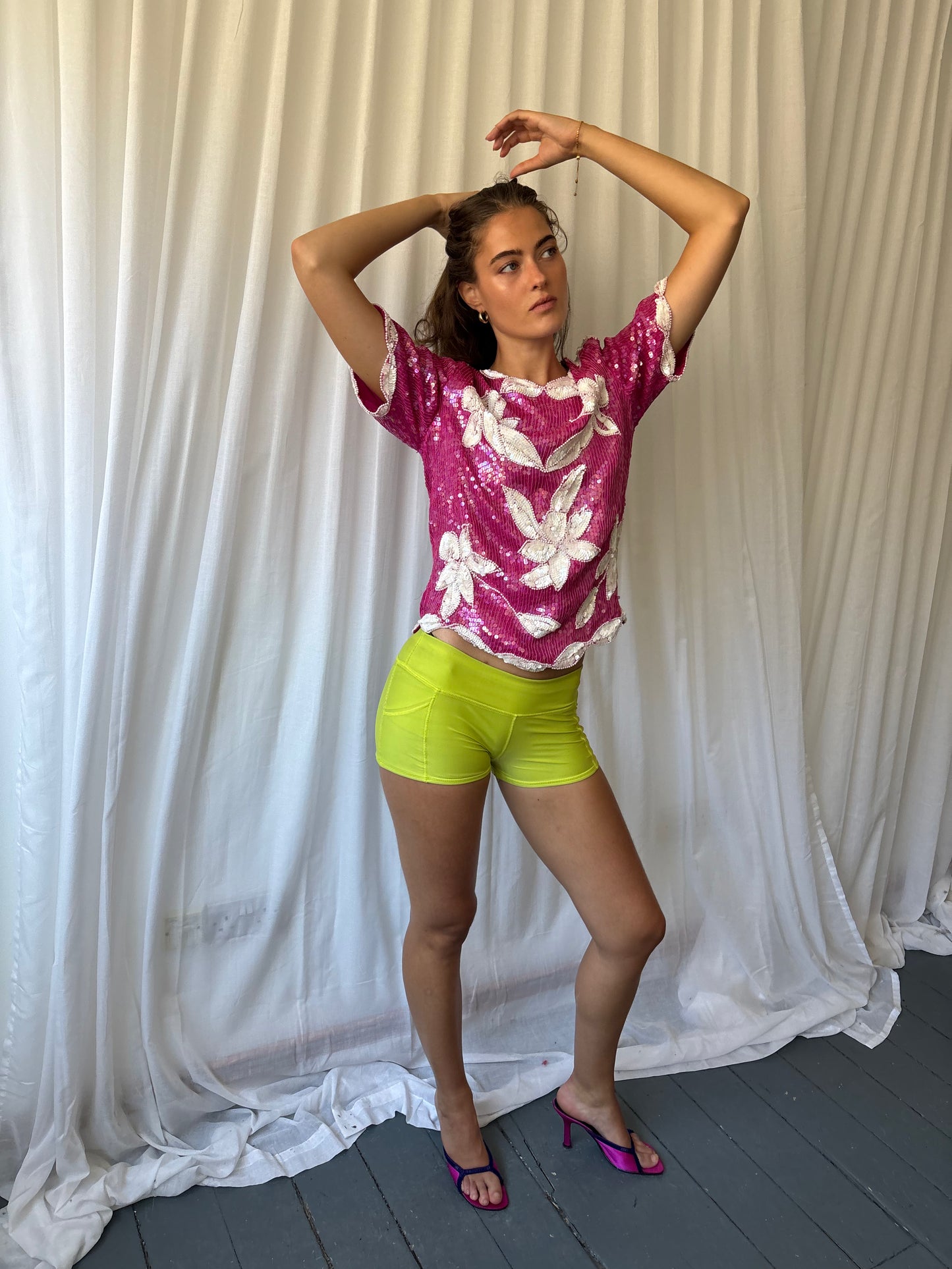 Frank Usher 80s Pink Sequin Top