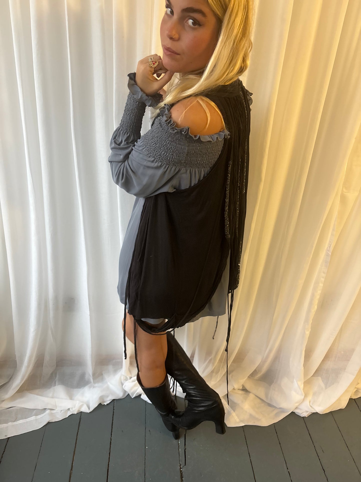 All Saints Black Embellished Waistcoat