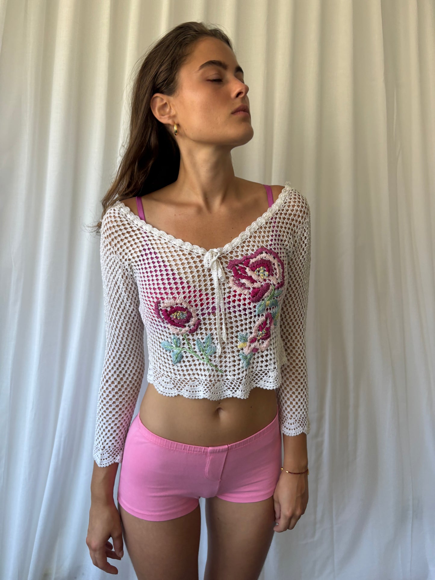 Kit White Crochet Embroidered Top