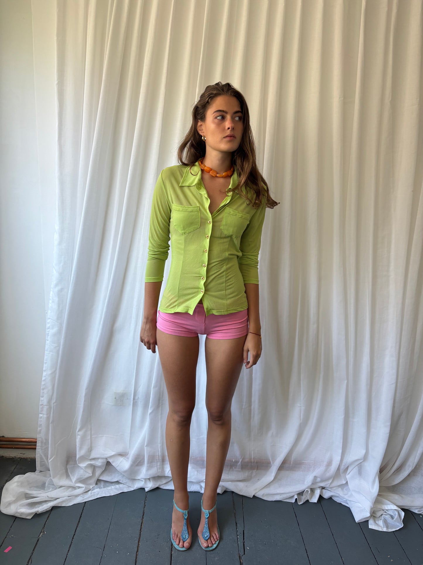 Morgan Green Mesh Shirt