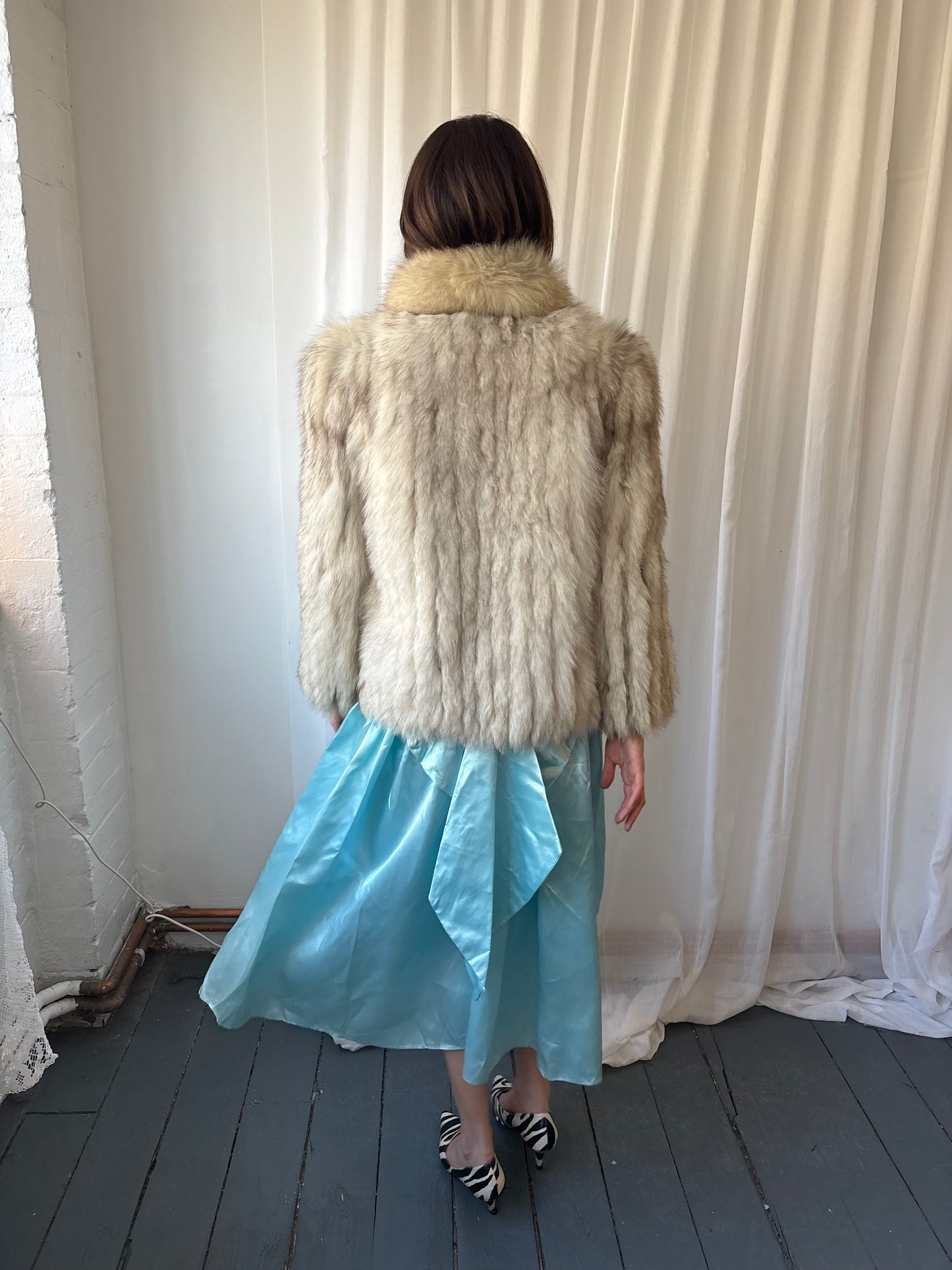 Vintage White Rabbit Fur Coat