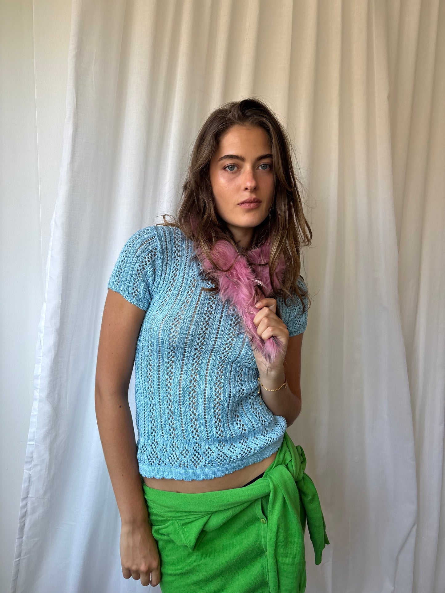 Nikee T Blue Crochet Top