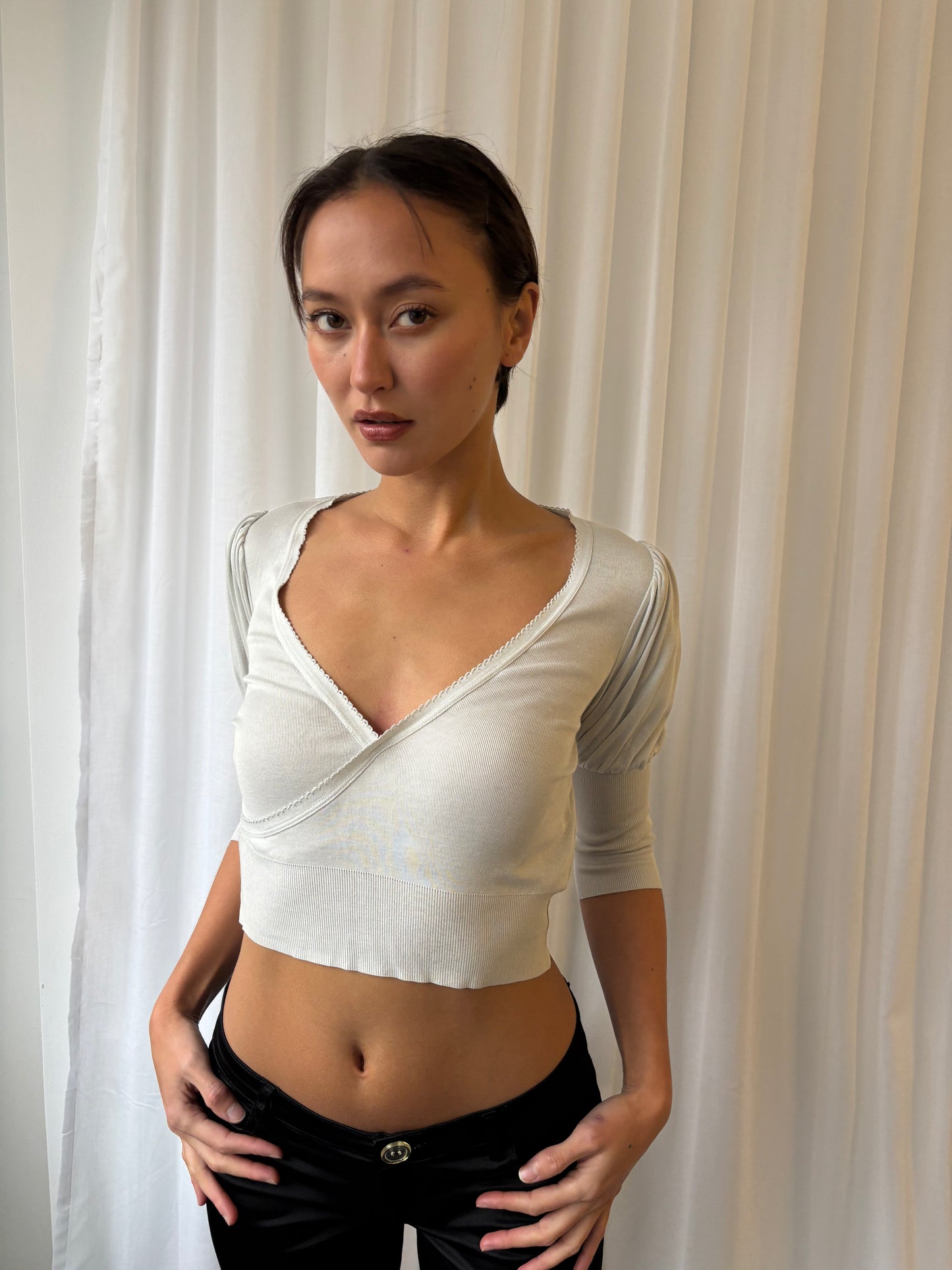 Chine Off White Crossover Top