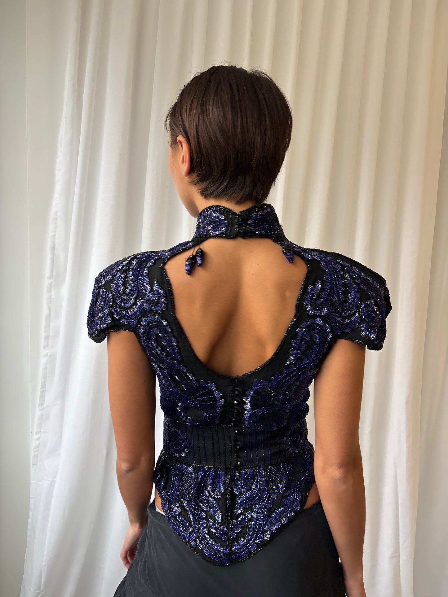 Eavis & Brown 1980s Beaded Showgirl Top