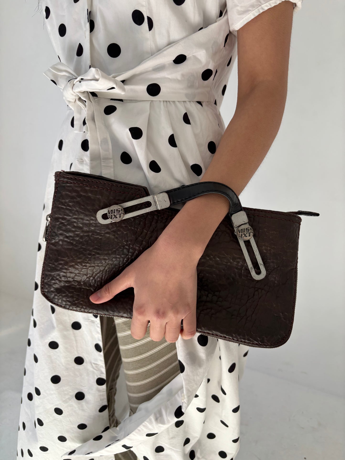 Miss Sixty Brown Leather Clutch