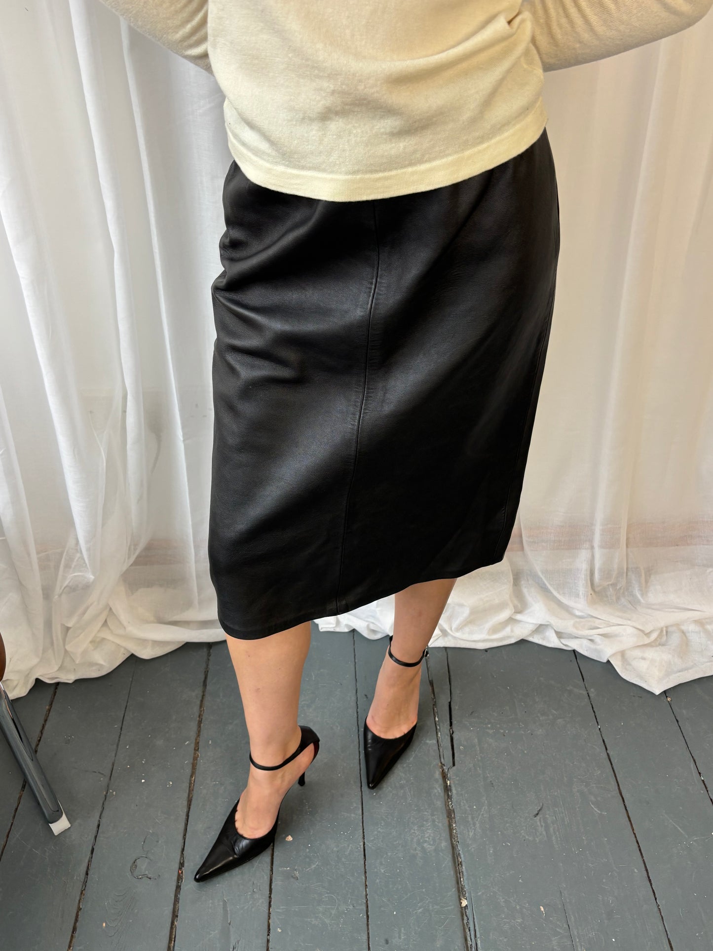 Vintage Black Leather Skirt
