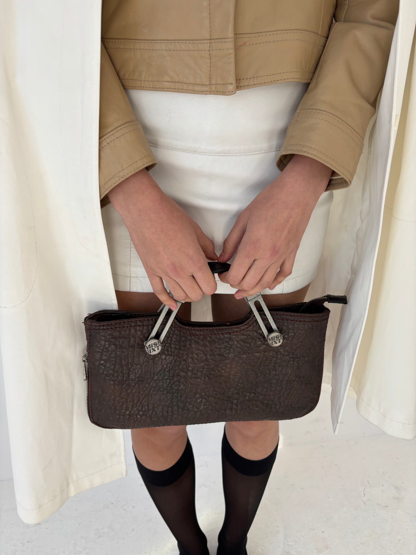 Miss Sixty Brown Leather Clutch