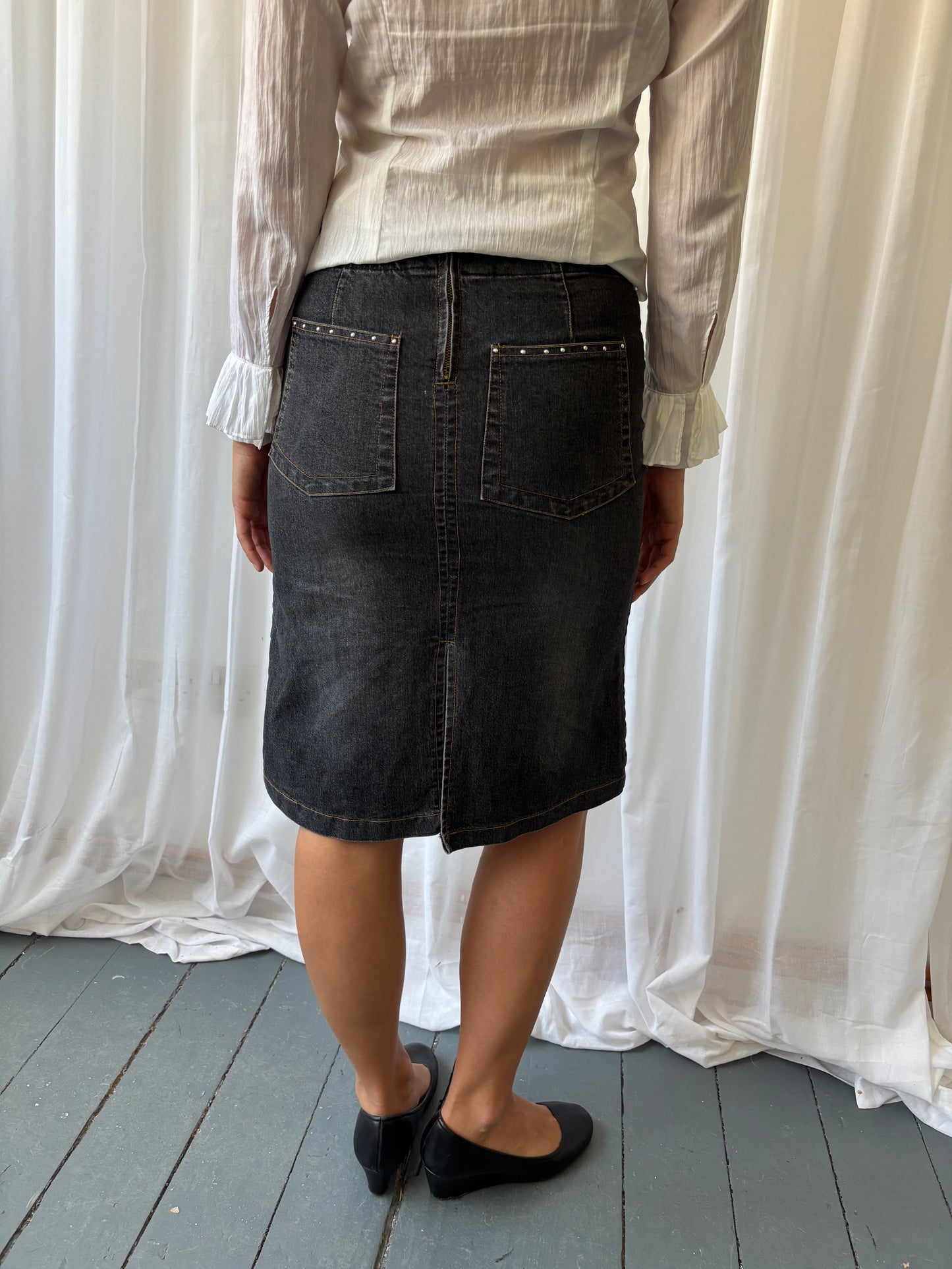 Vintage Denim Buckle Skirt
