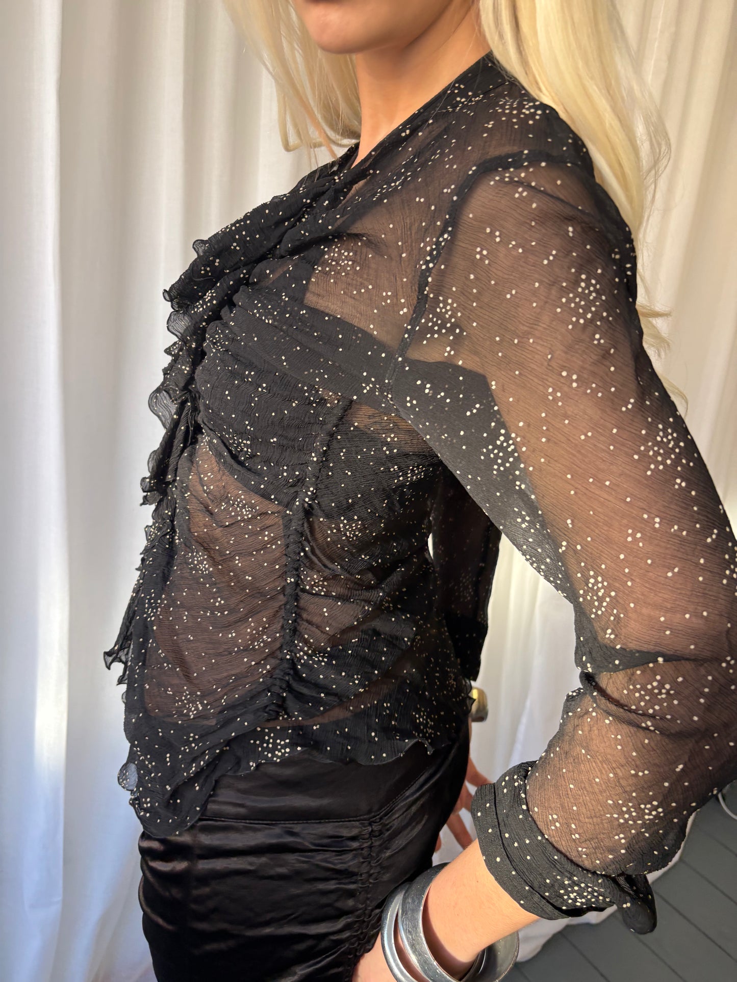 Donna Karan Black Sheer Blouse