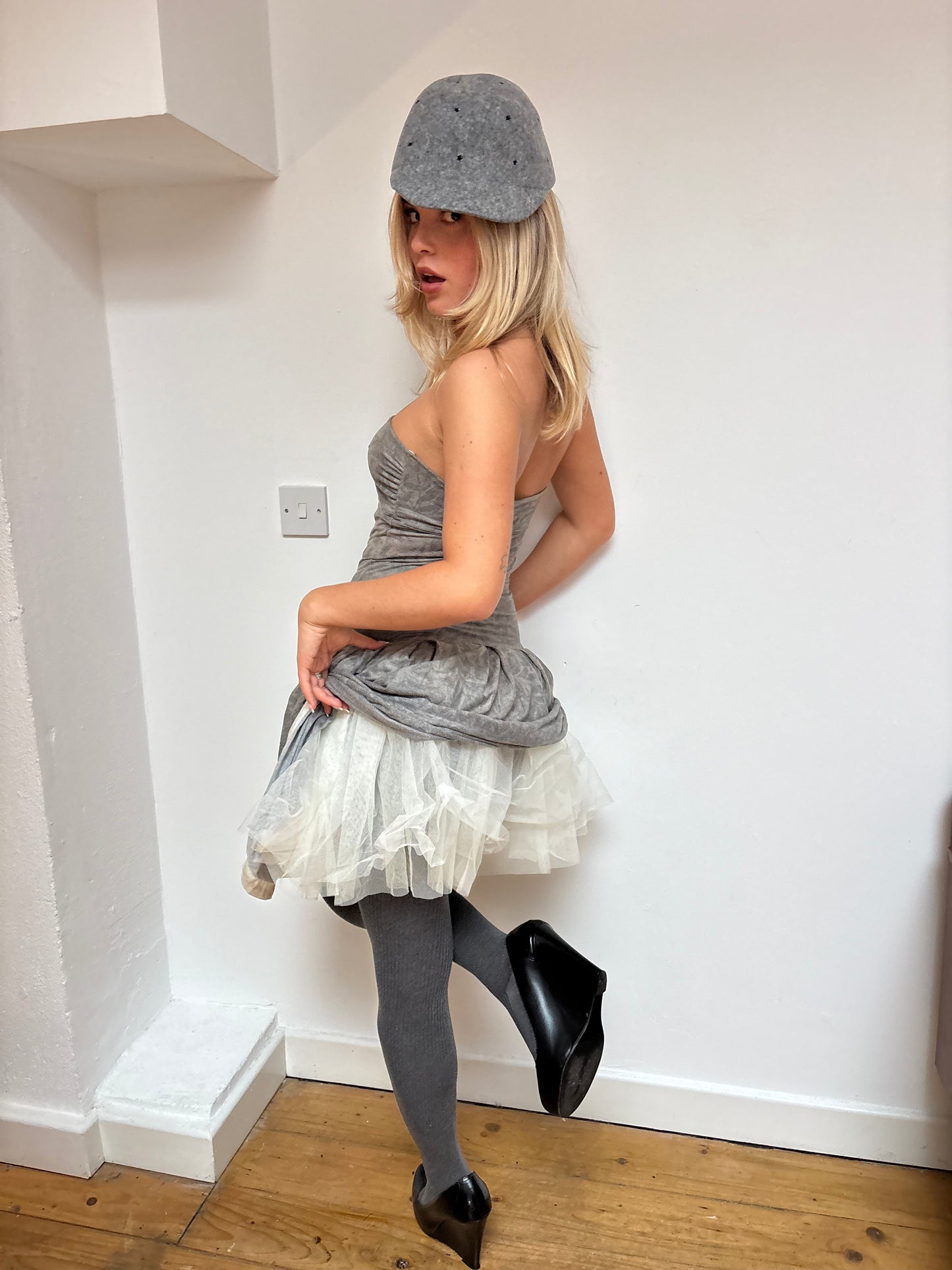 Sisley Grey Strapless Tutu Dress