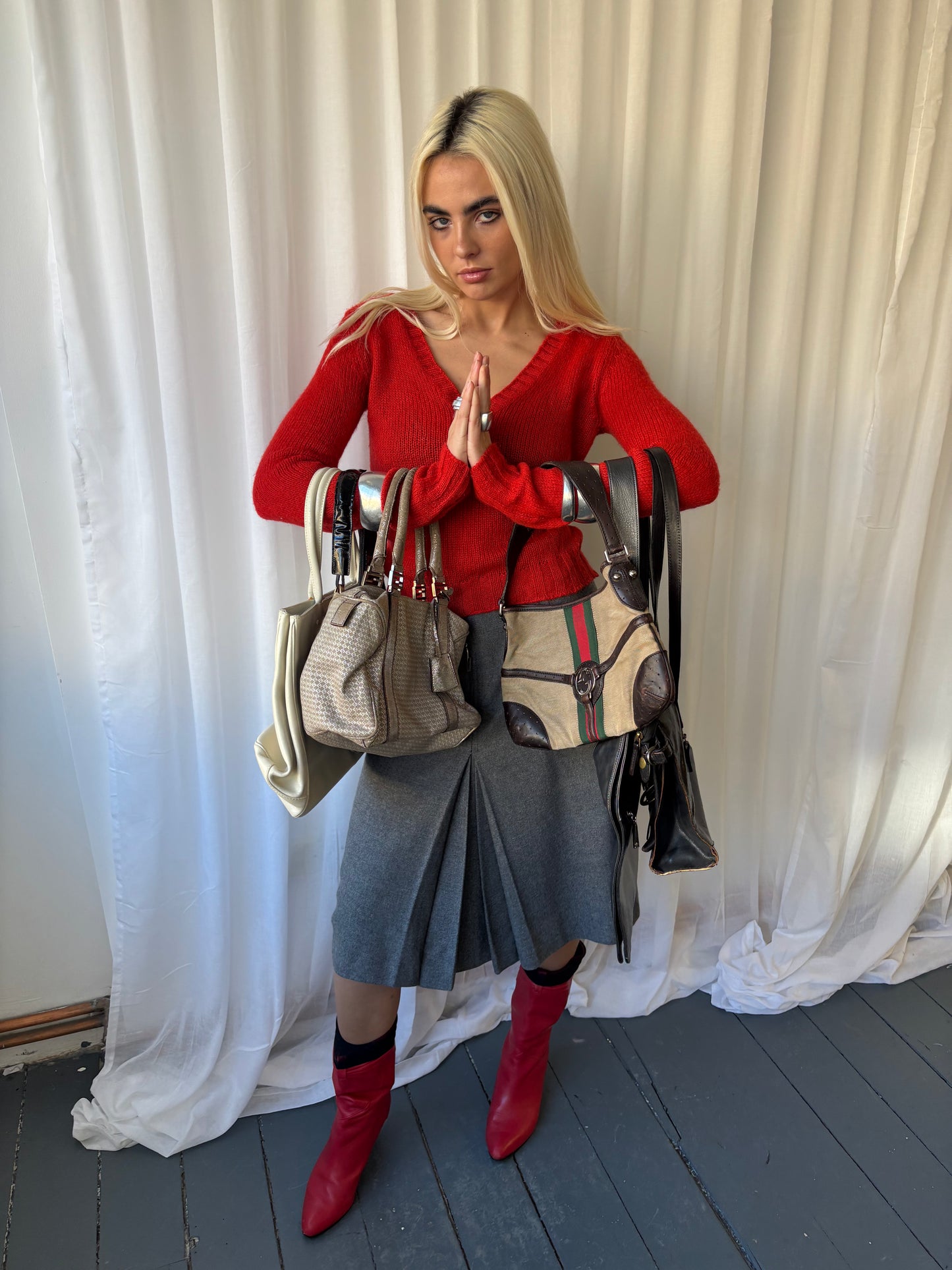 Sisley Red V-Neck Sweater