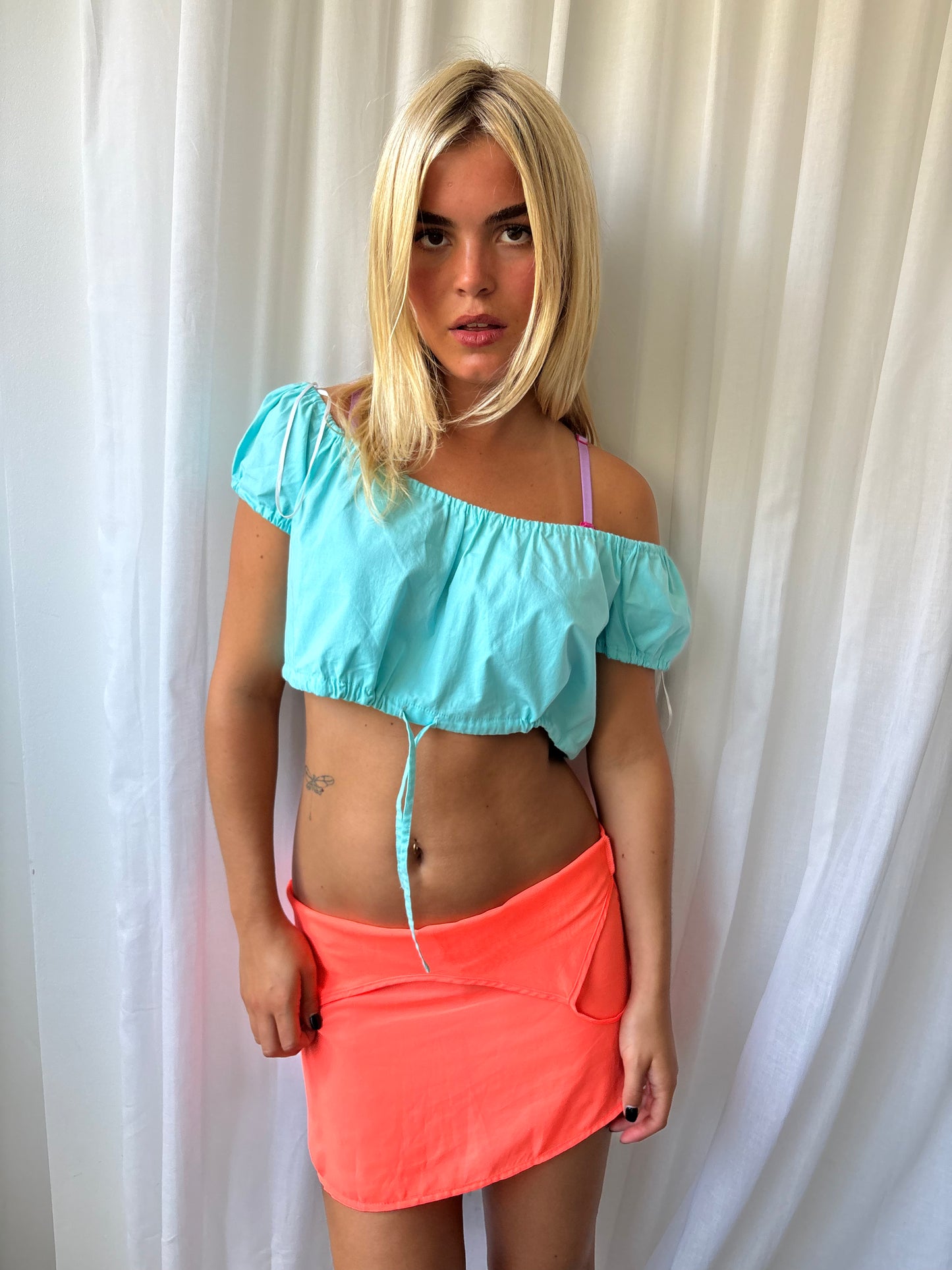 Miss Selfidge Turquoise Milkmaid Top