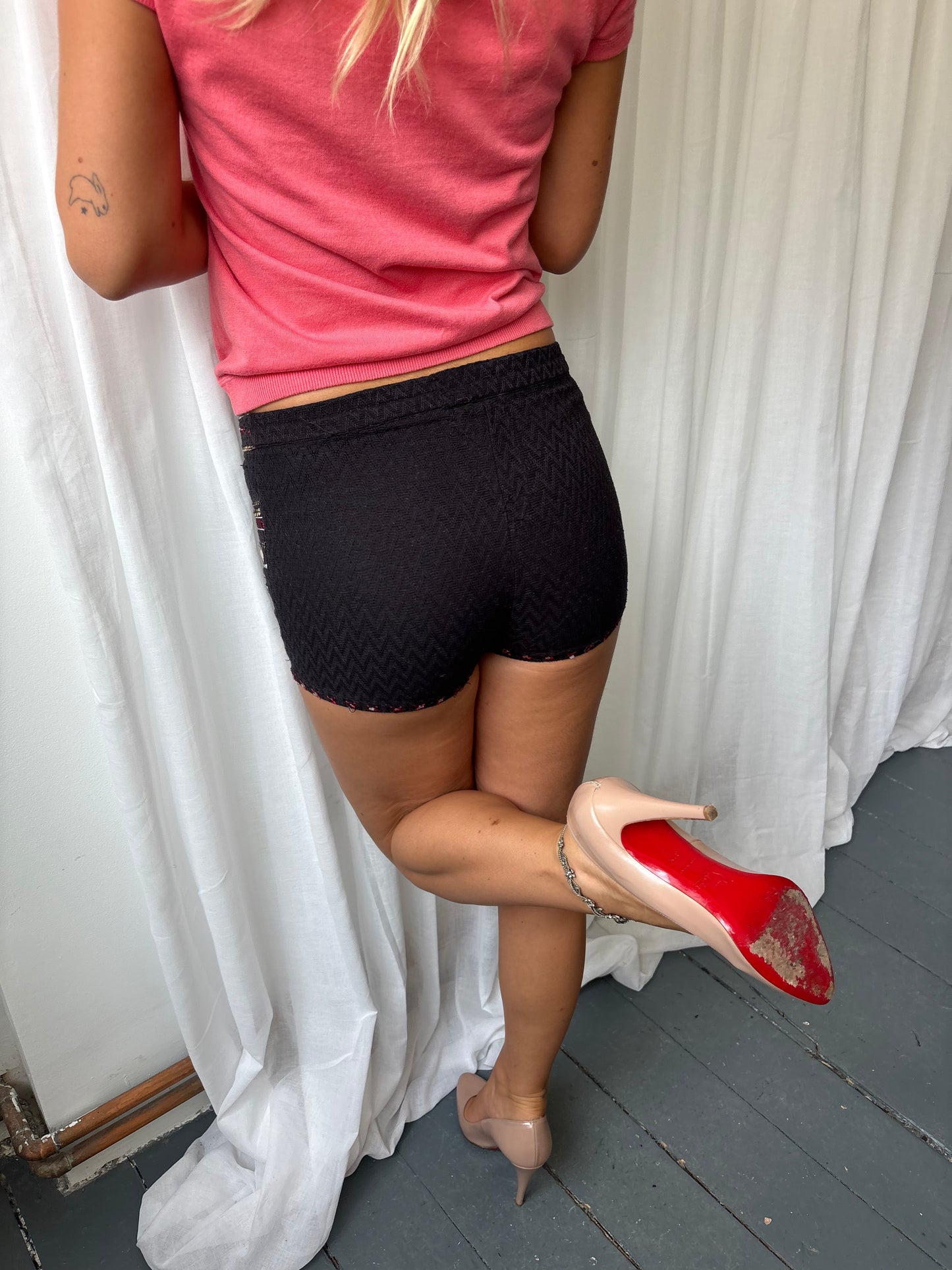 Vintage Black Embellished Shorts