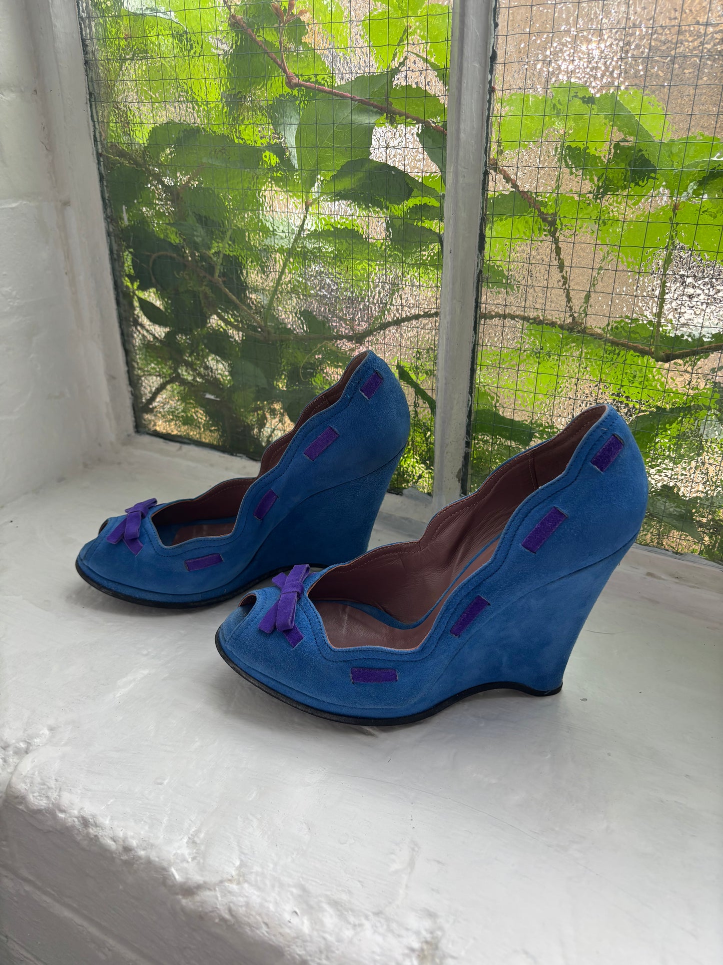Miu Miu Blue Suede Wedges