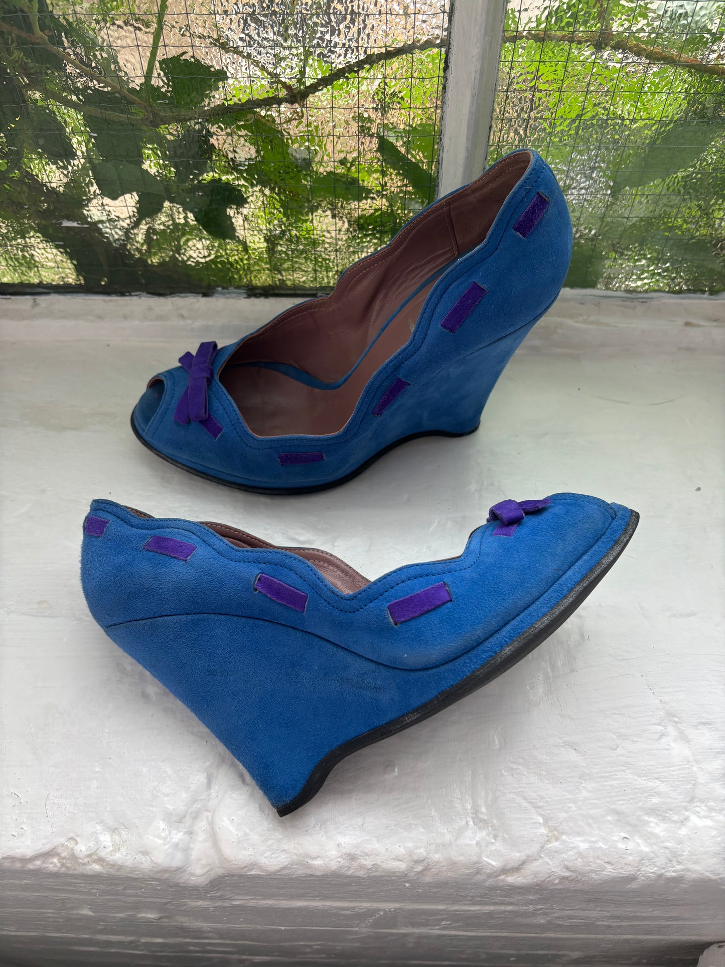 Miu Miu Blue Suede Wedges