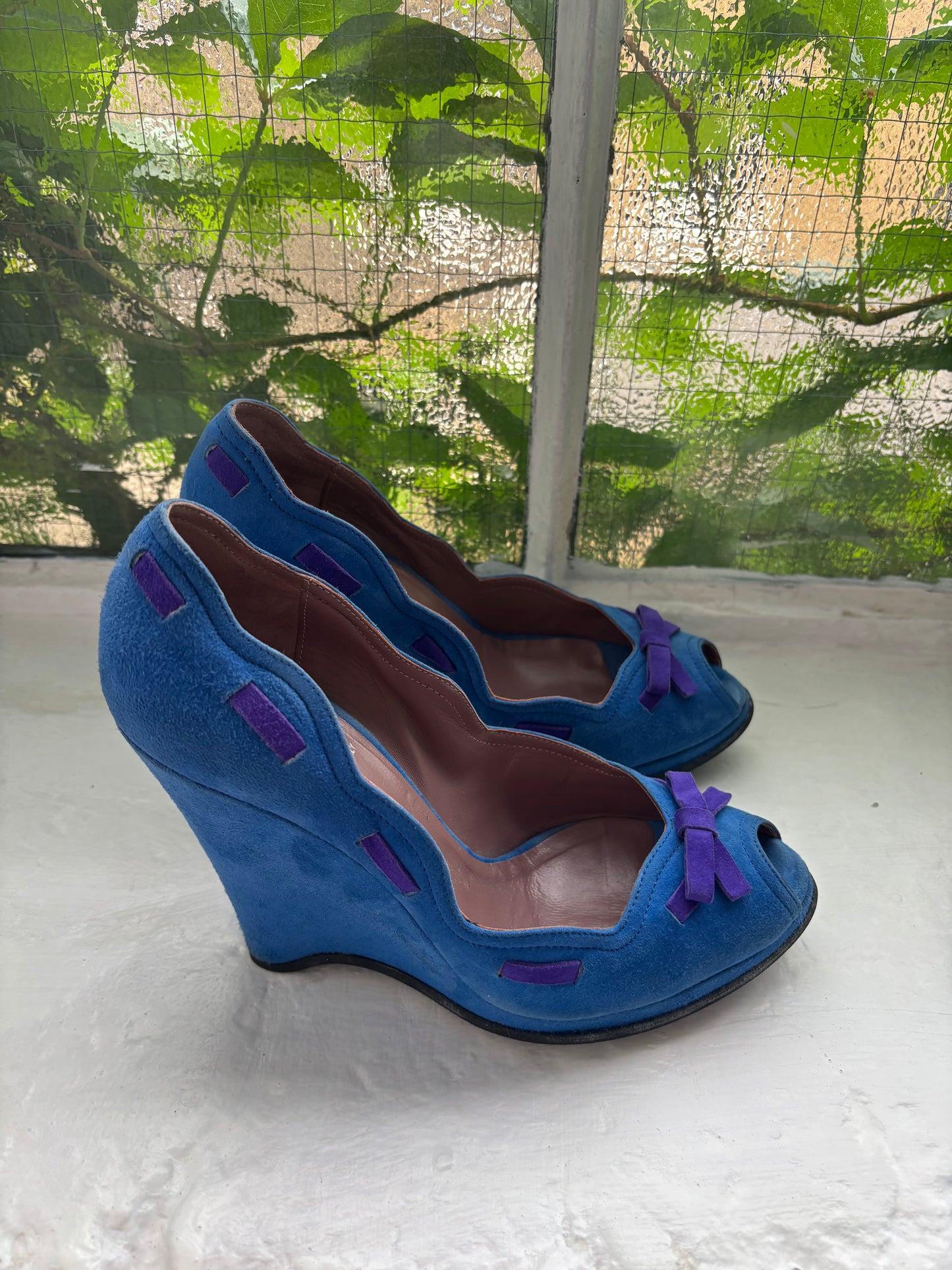 Miu Miu Blue Suede Wedges