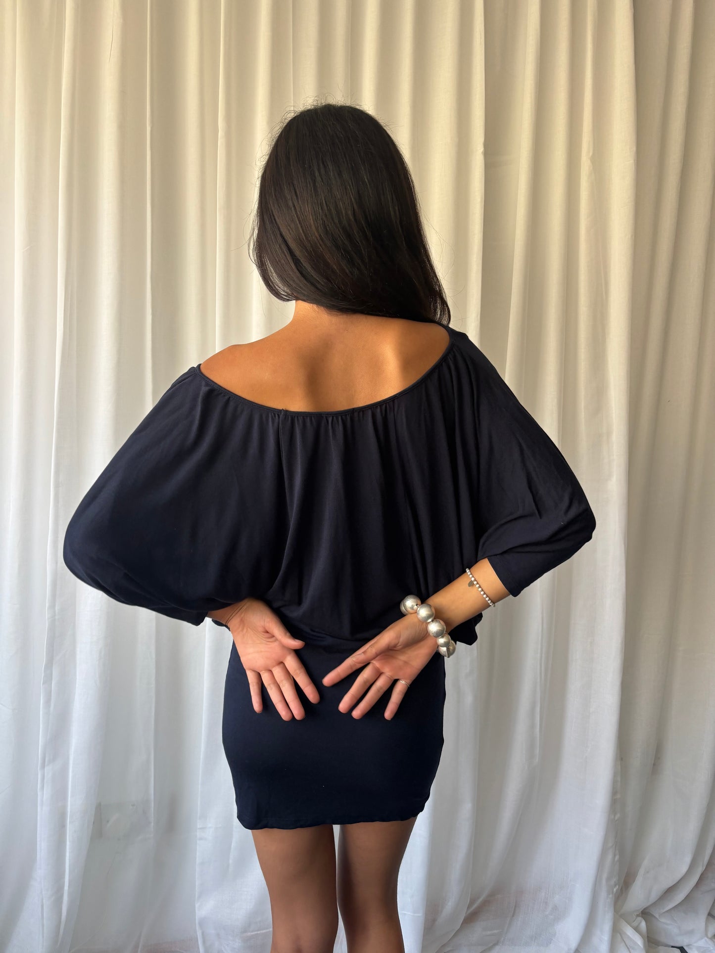 Full Circle Navy Batwing Dress