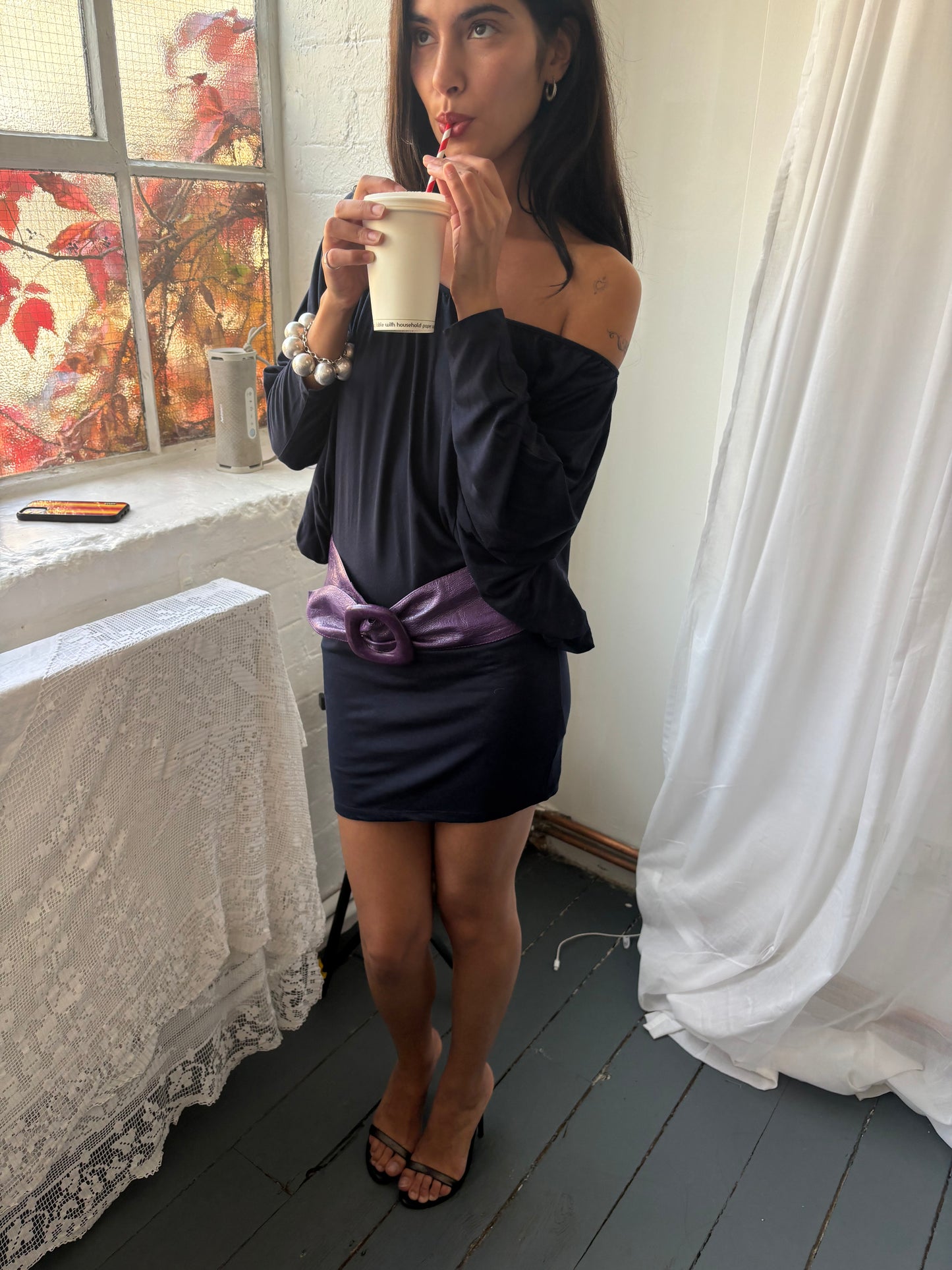 Full Circle Navy Batwing Dress