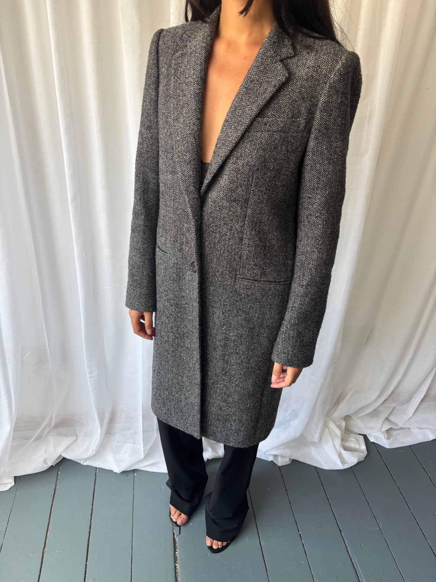 Joseph Grey Tweed Crombie Coat