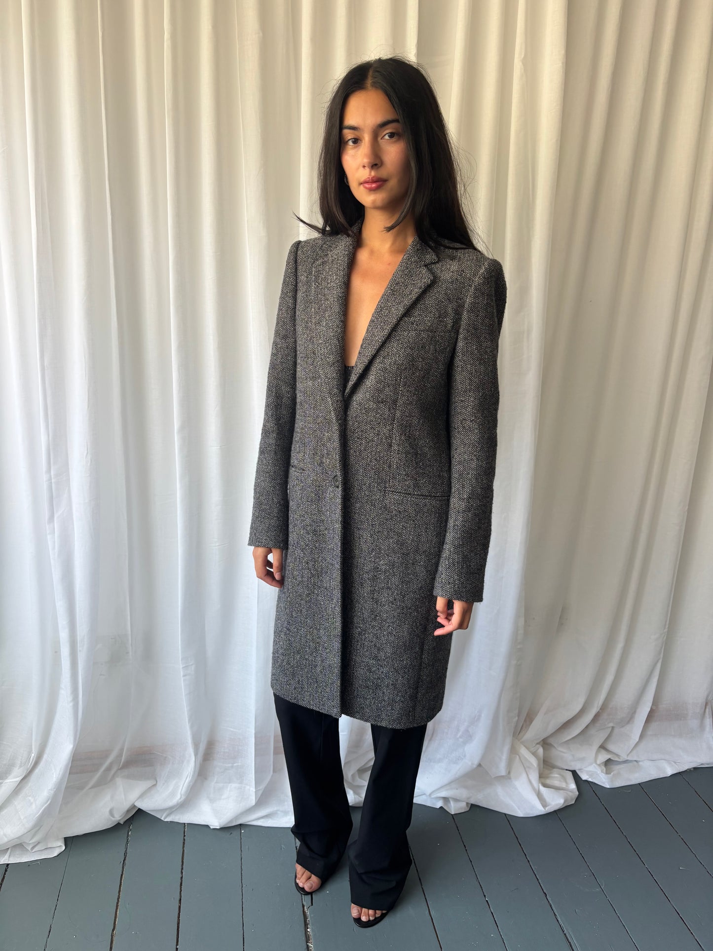 Joseph Grey Tweed Crombie Coat