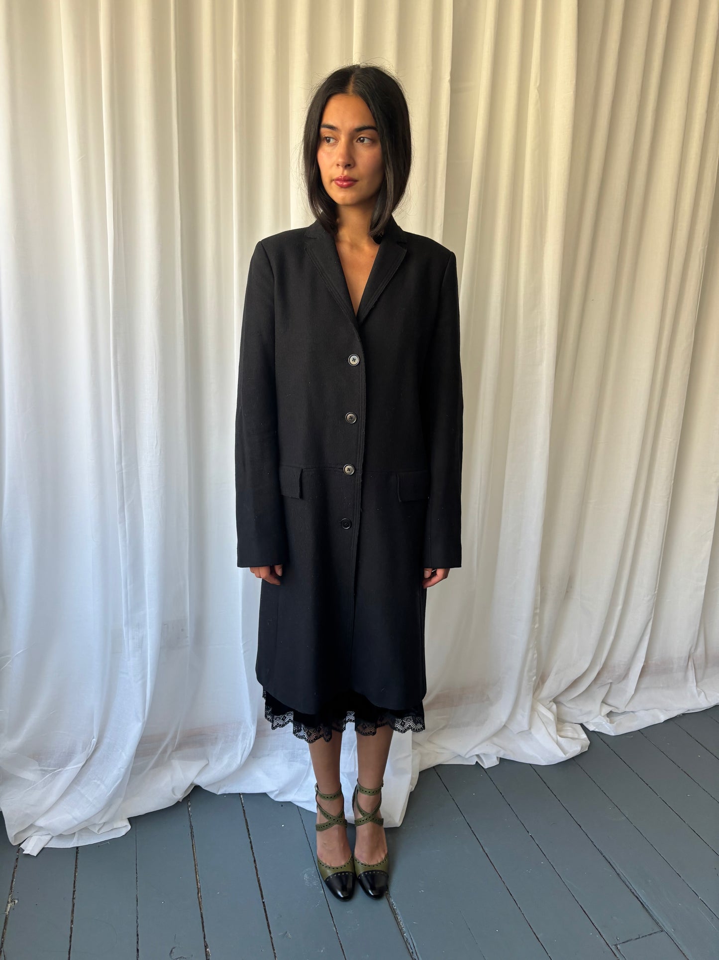 Farhi Black Crombie Coat
