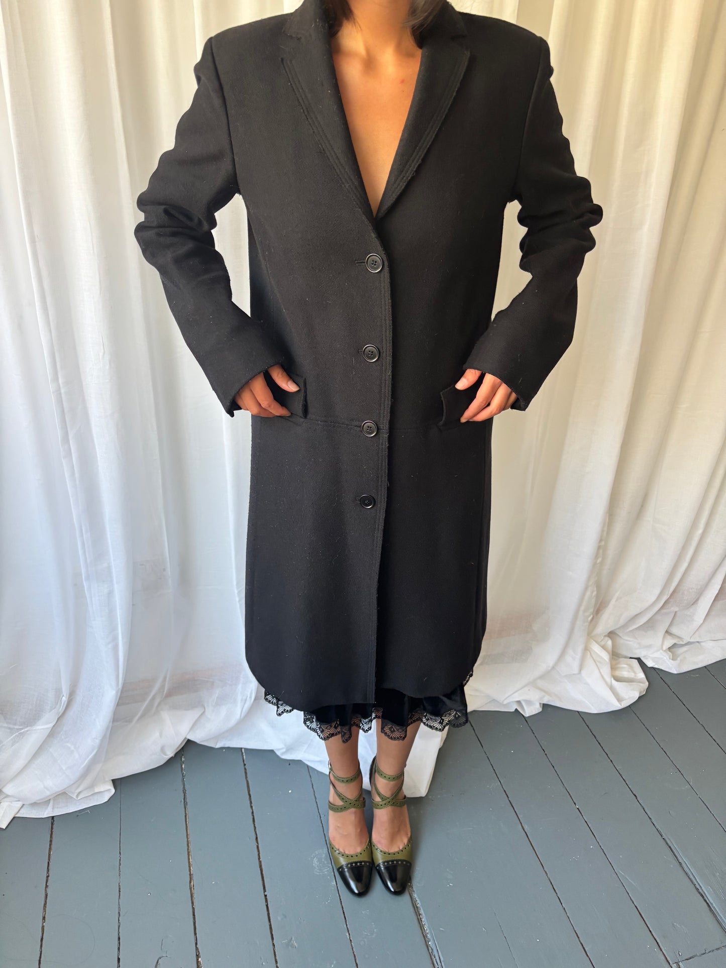 Farhi Black Crombie Coat