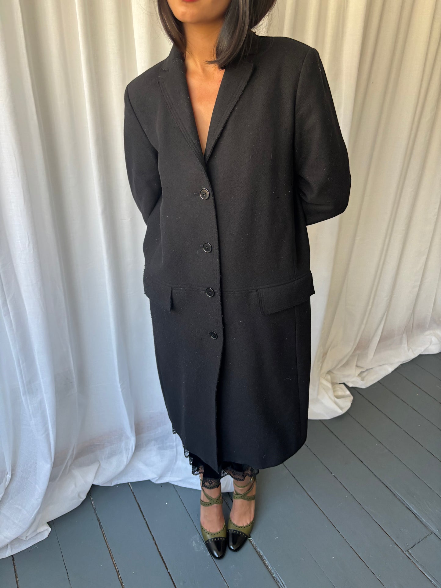 Farhi Black Crombie Coat