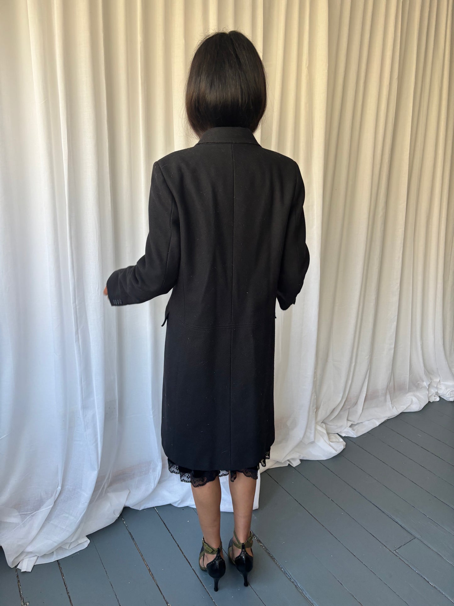 Farhi Black Crombie Coat