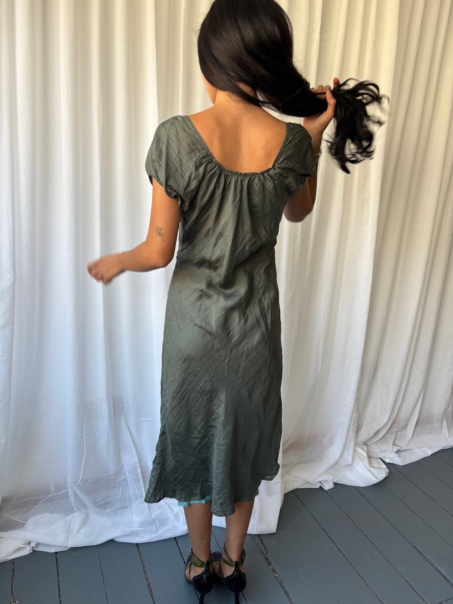 Henrietta Park Khaki Silk Dress