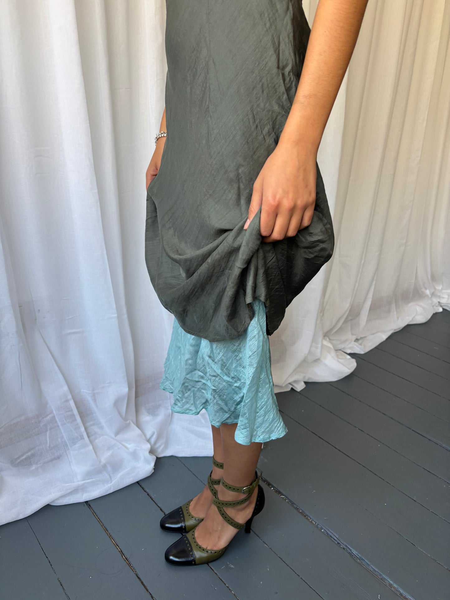 Henrietta Park Khaki Silk Dress