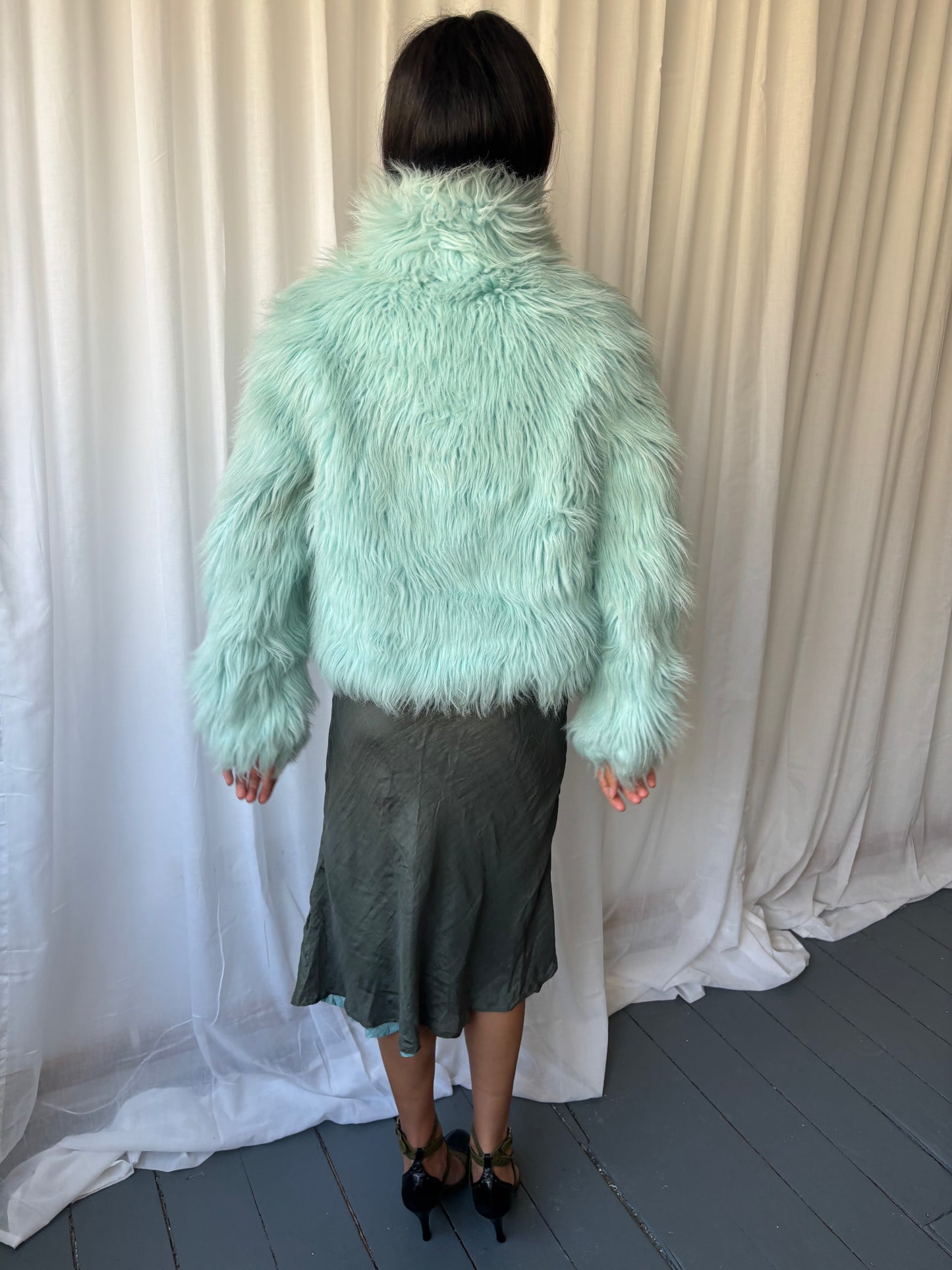 Chilli Aqua Faux Fur Jacket