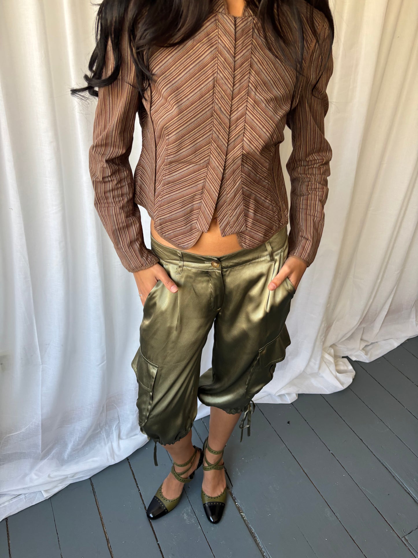 BCBG Max Azria Brown Stripe Jacket