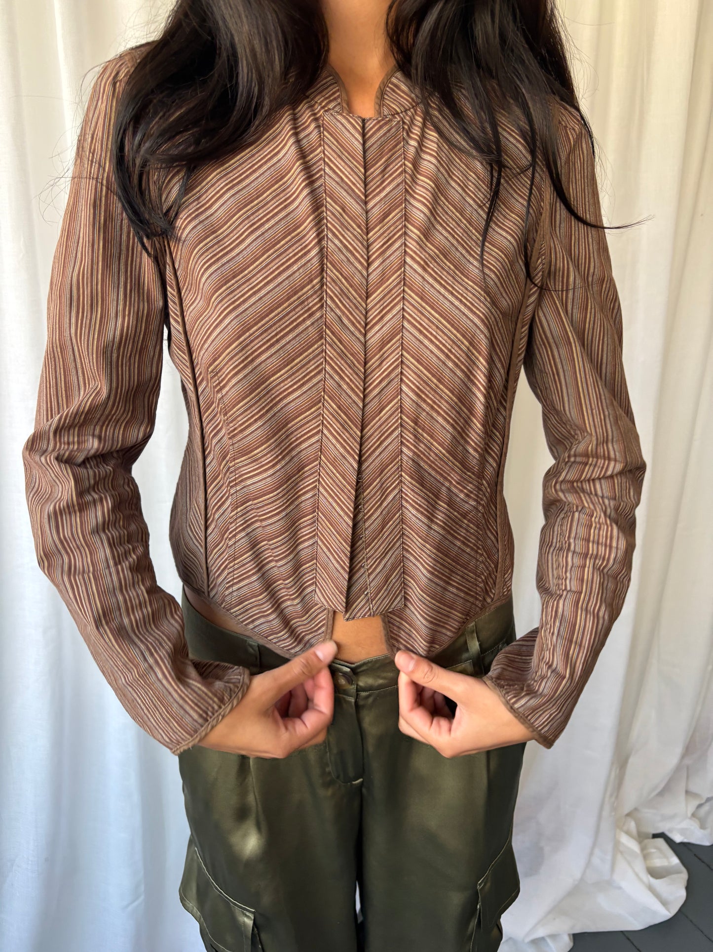 BCBG Max Azria Brown Stripe Jacket