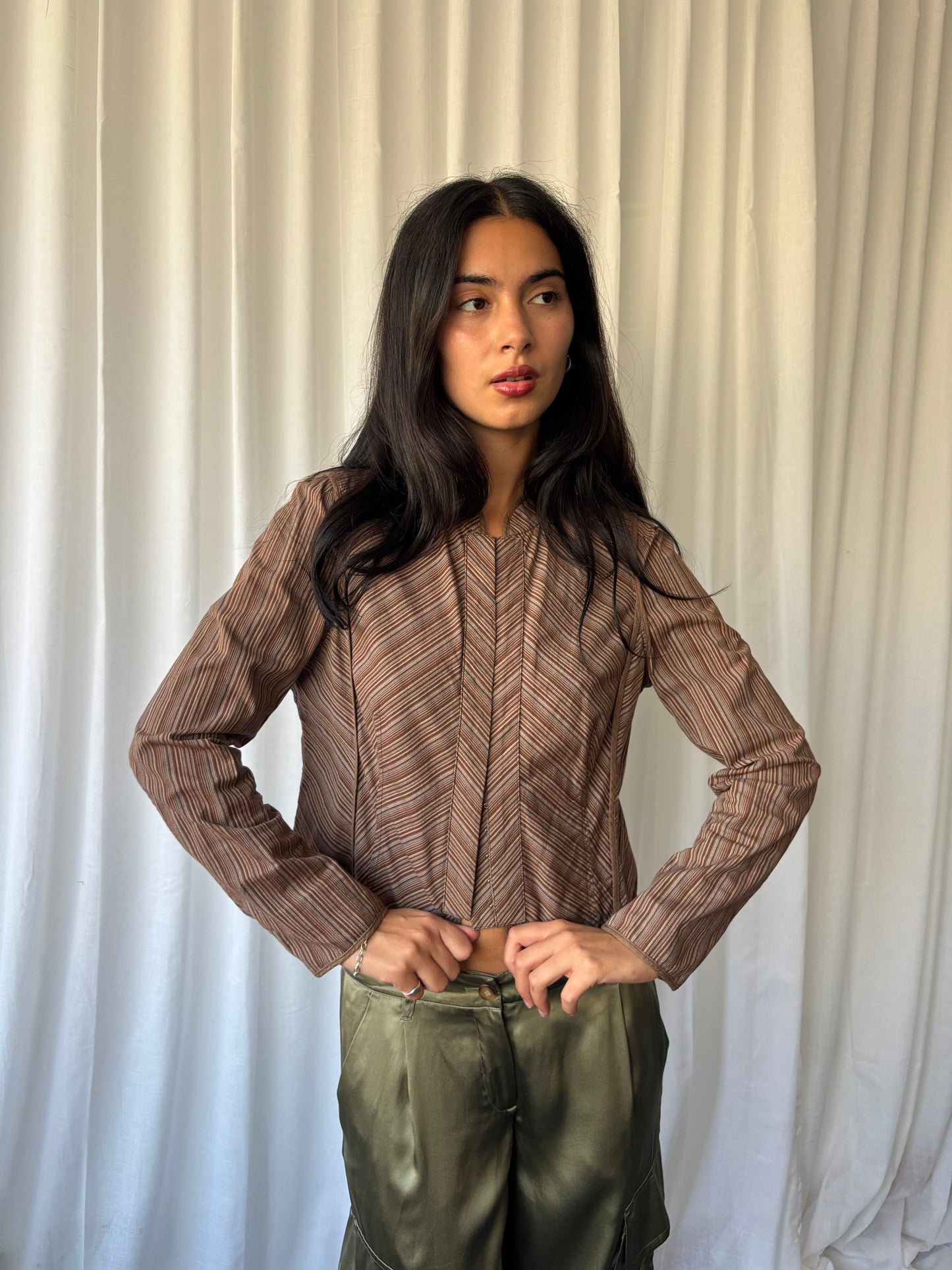 BCBG Max Azria Brown Stripe Jacket